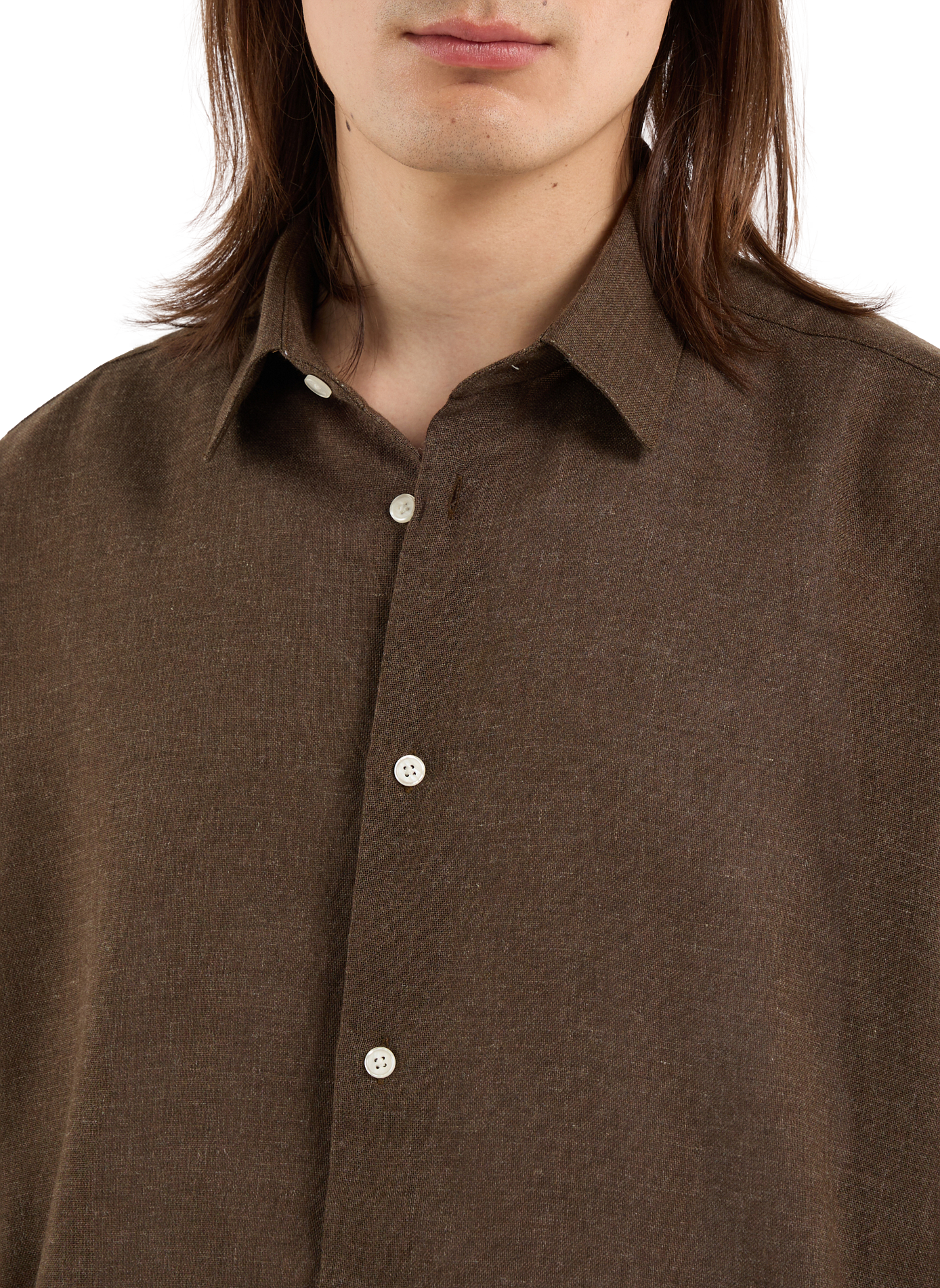 Solid button-down shirt SAISON 1865 Khaki