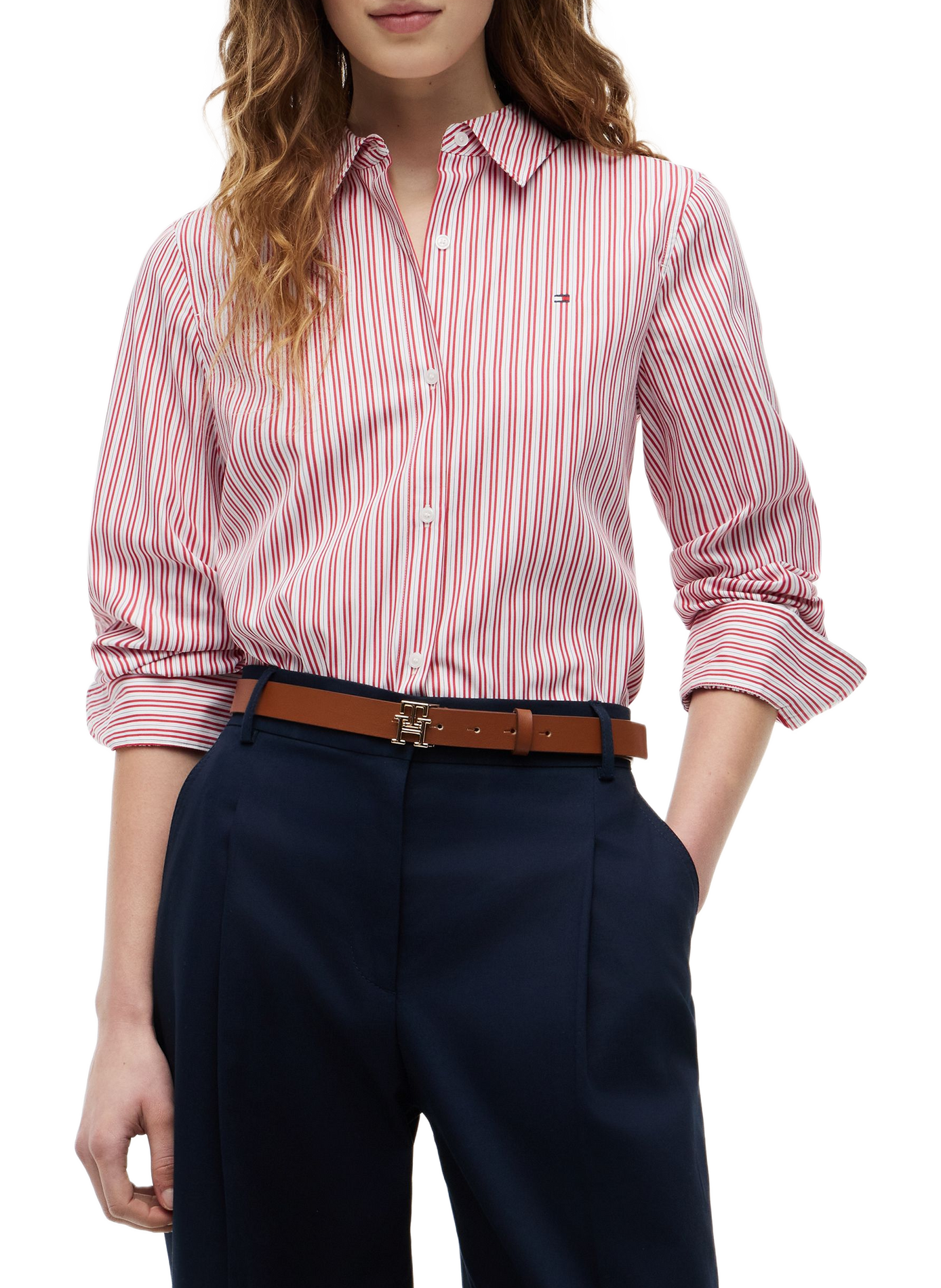 Striped shirt with embroidered logo in cotton TOMMY HILFIGER Multicolour