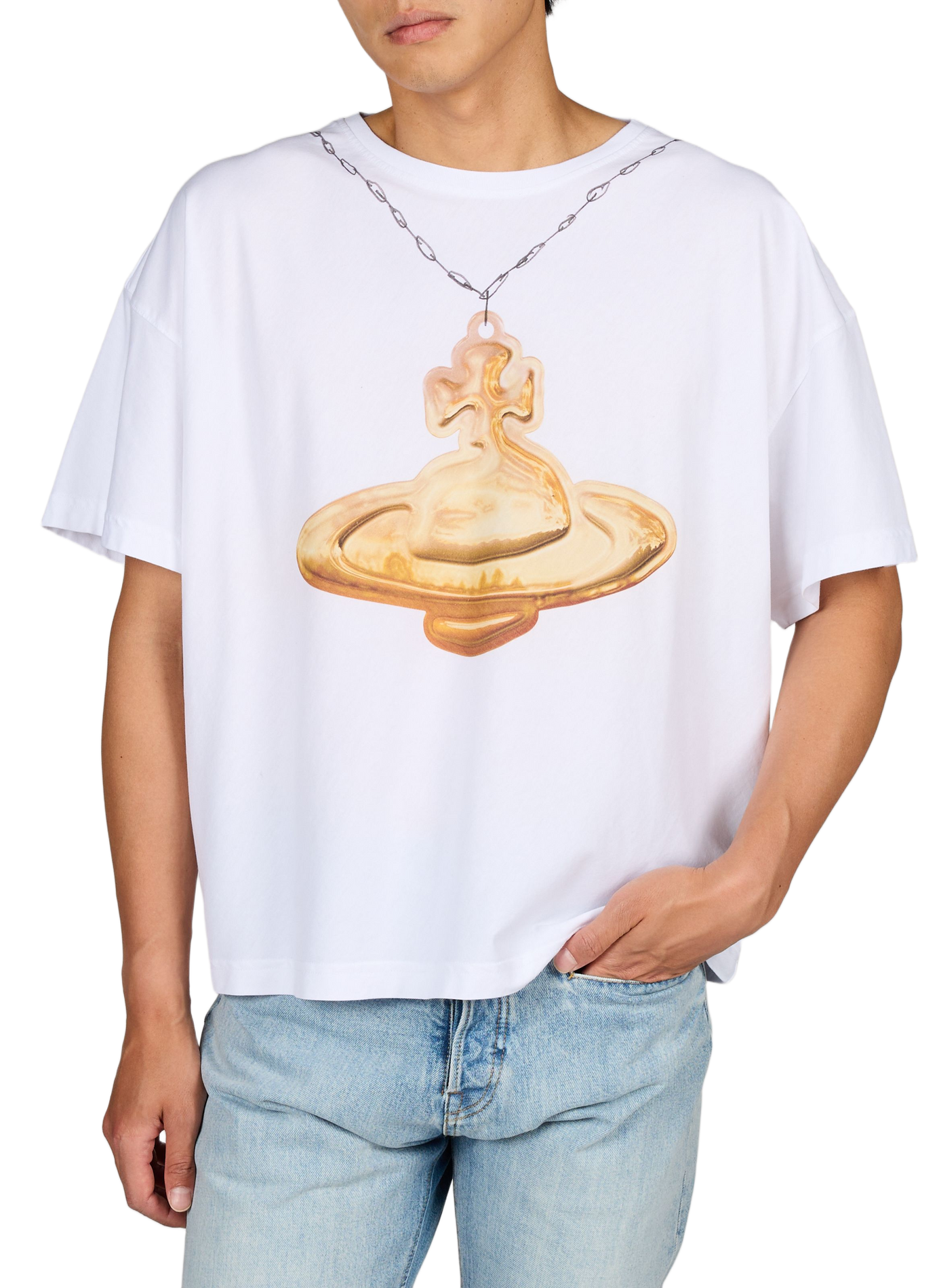 Loose Fit Printed Cotton T-shirt VIVIENNE WESTWOOD White