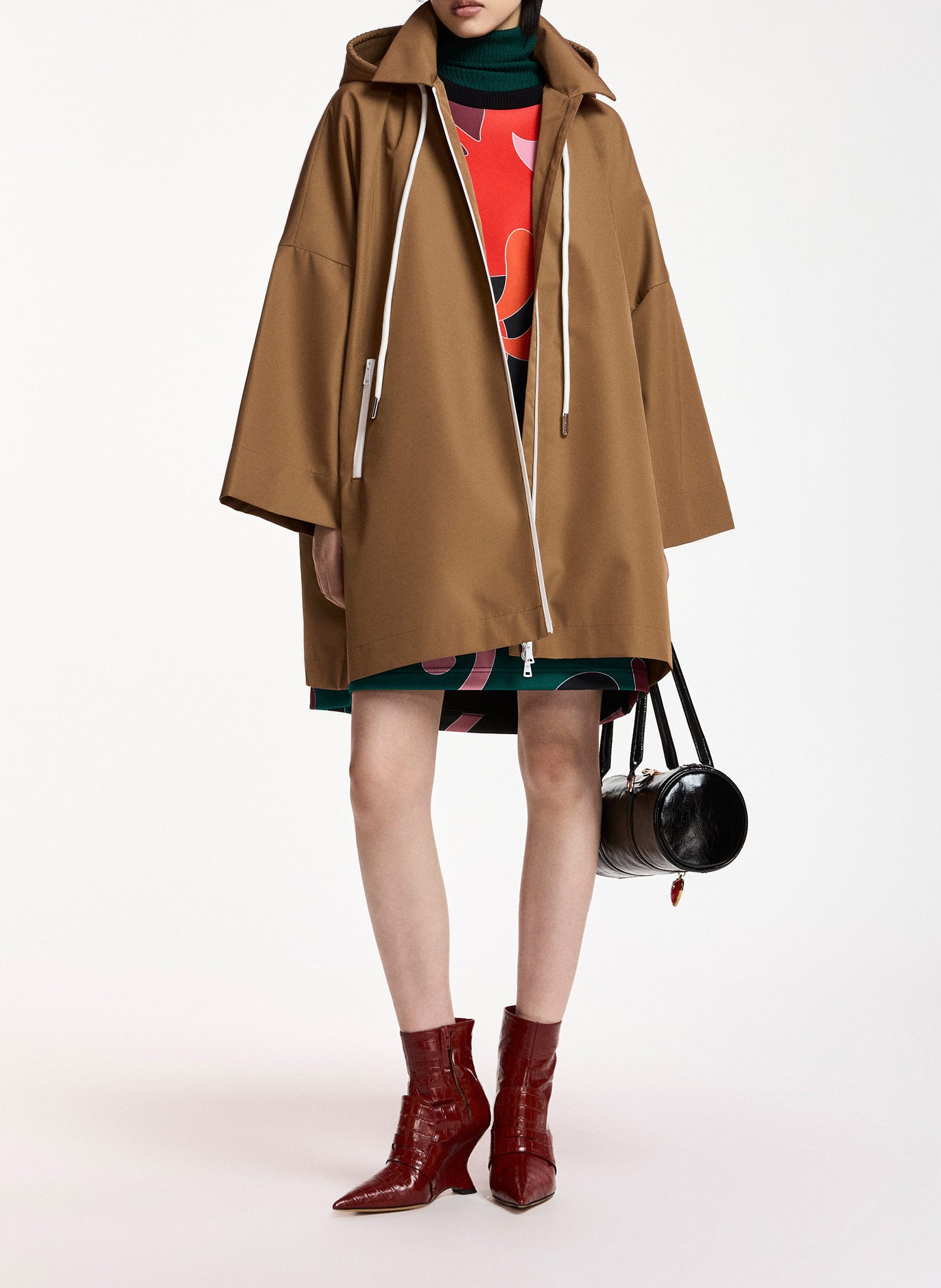Cape oversize imperméable à capuche krimson ESSENTIEL ANTWERP Marron