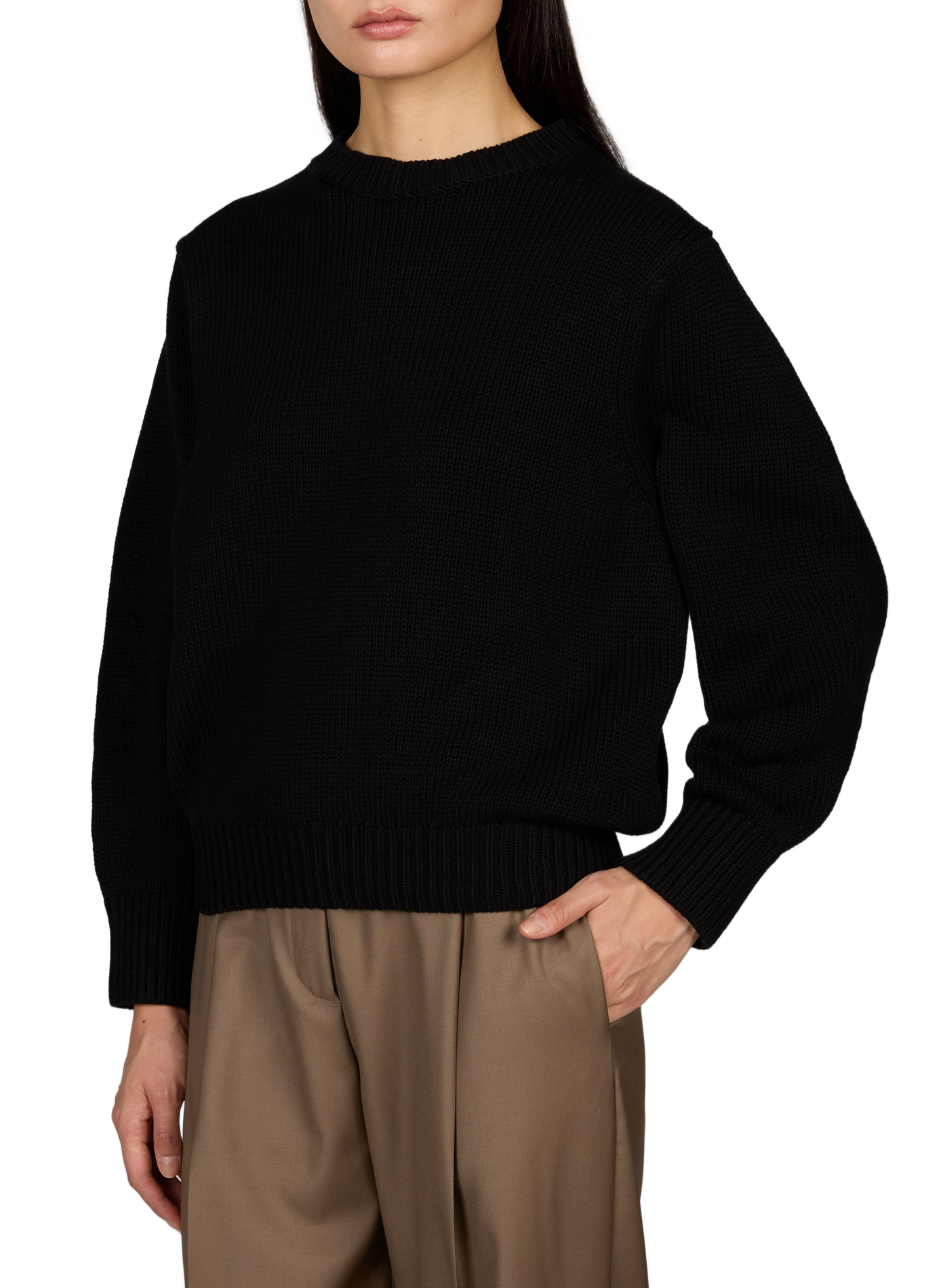 Wide crew neck cotton sweater TOTEME Black