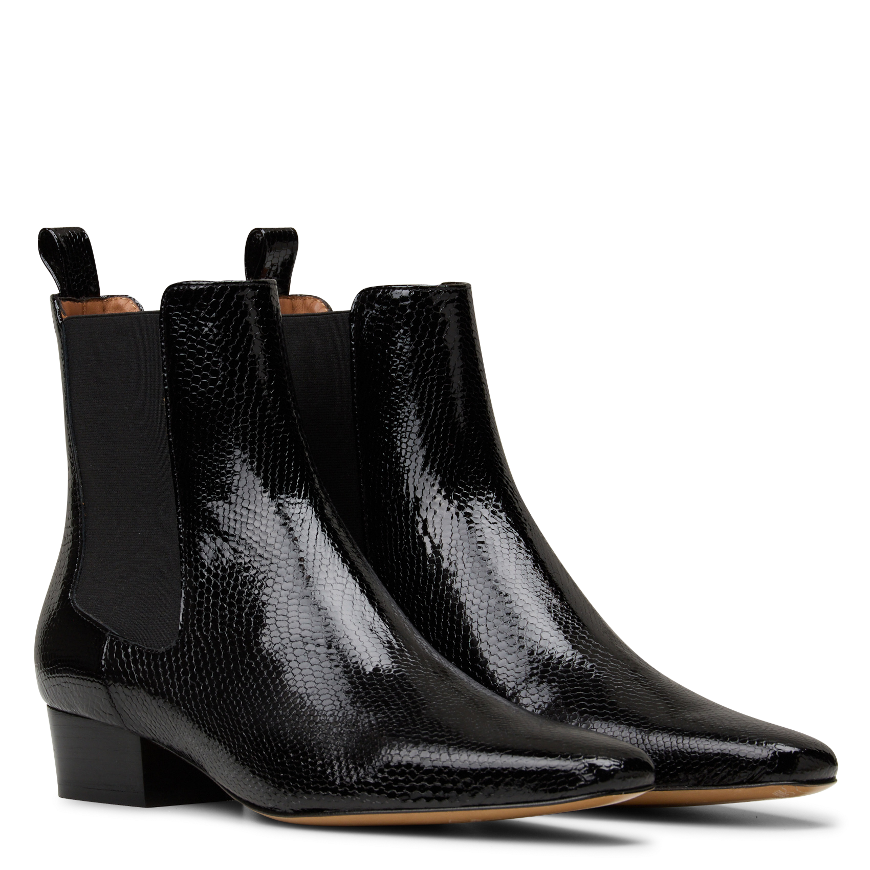 Bottines bout carré en cuir vernis mika ANTHOLOGY Noir