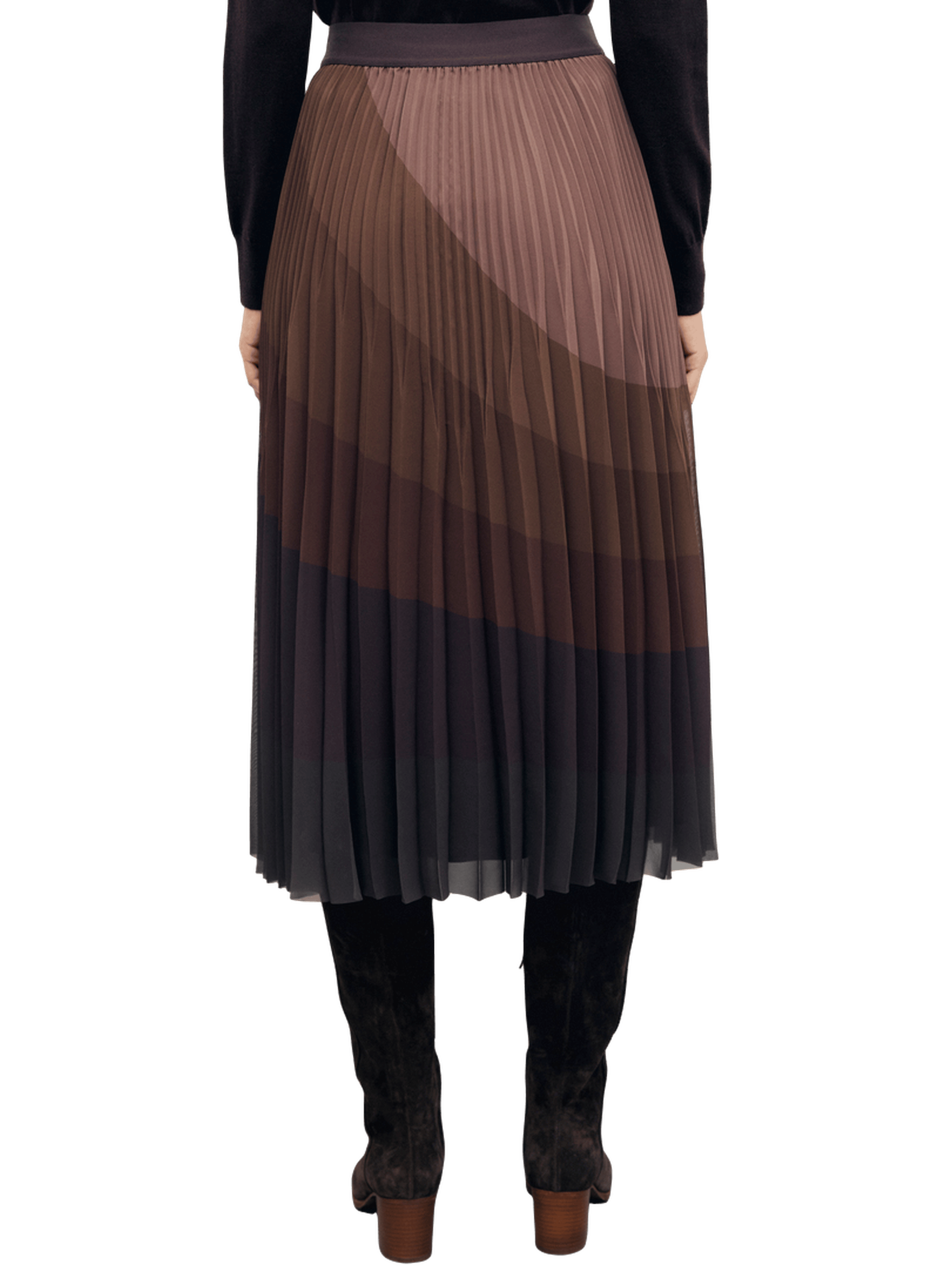Jupe plissée color block - taryn GERARD DAREL Marron