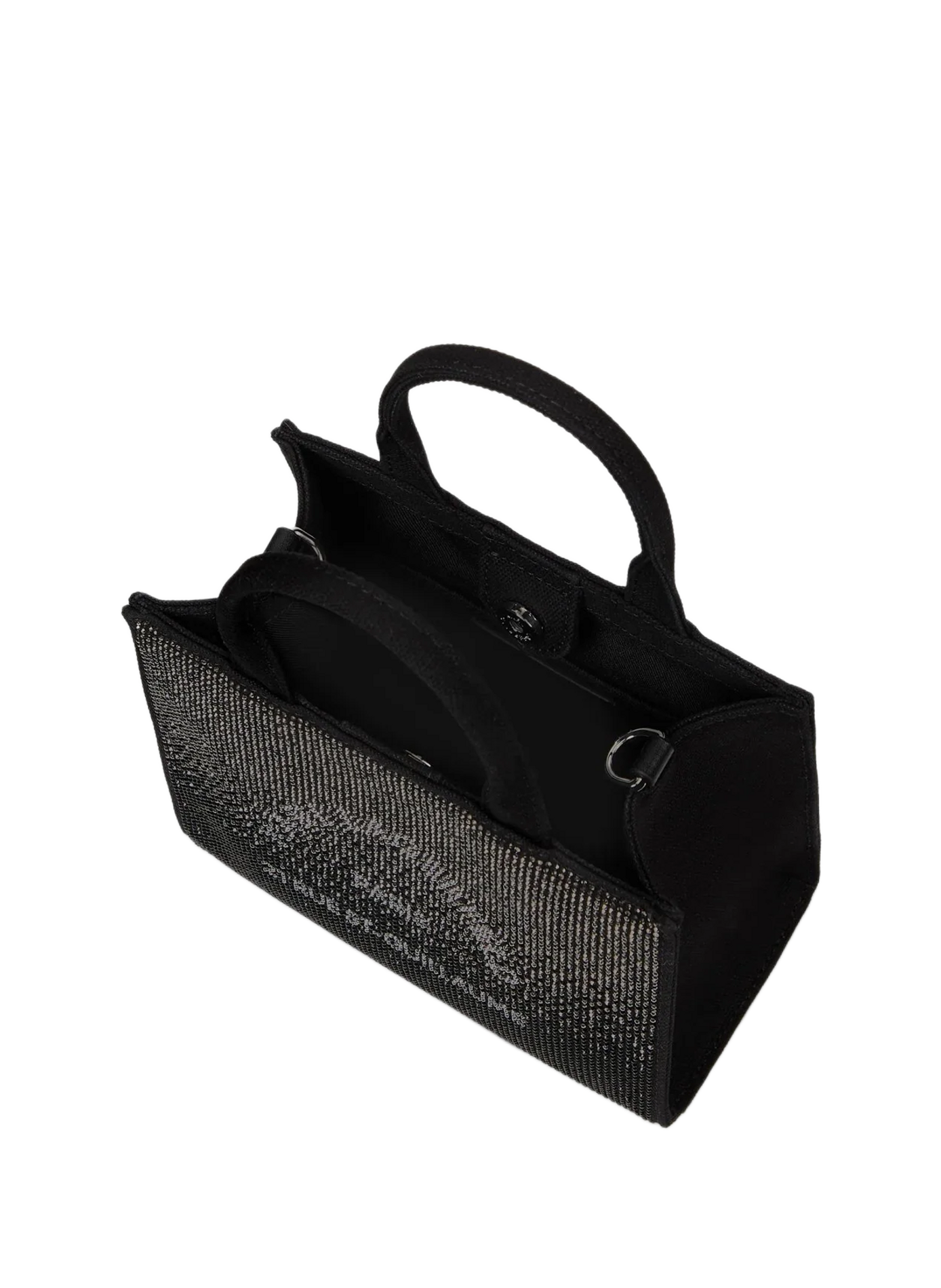 Mini tote bag Rue St-Guillaume in mixed cotton with rhinestones KARL LAGERFELD Grey