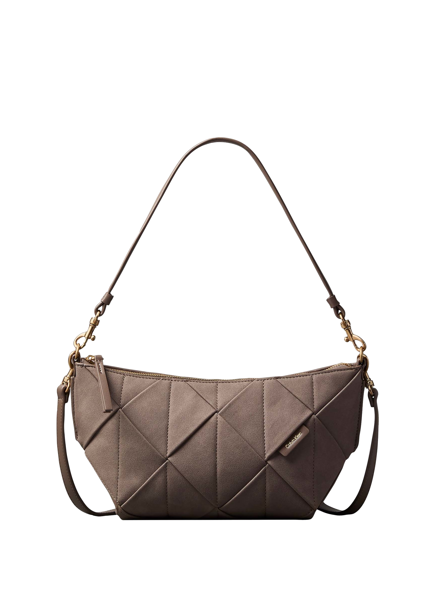 Suede shoulder bag CALVIN KLEIN Beige