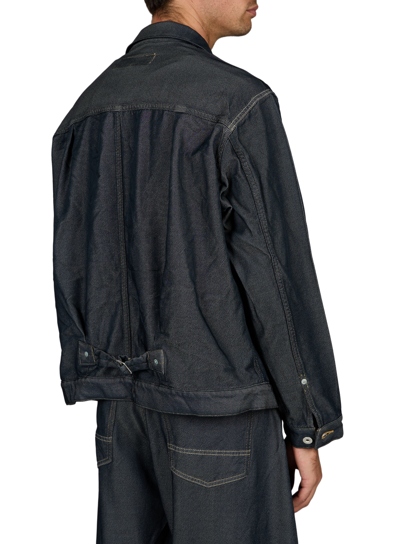 Straight jacket with classic collar in denim effect. COMME DES GARCONS HOMME Multicolour