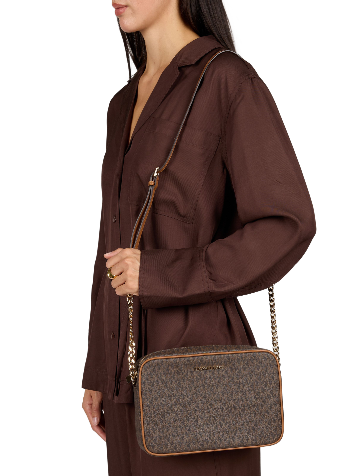 Große Jet Set Umhängetasche mit Logo MICHAEL KORS Braun