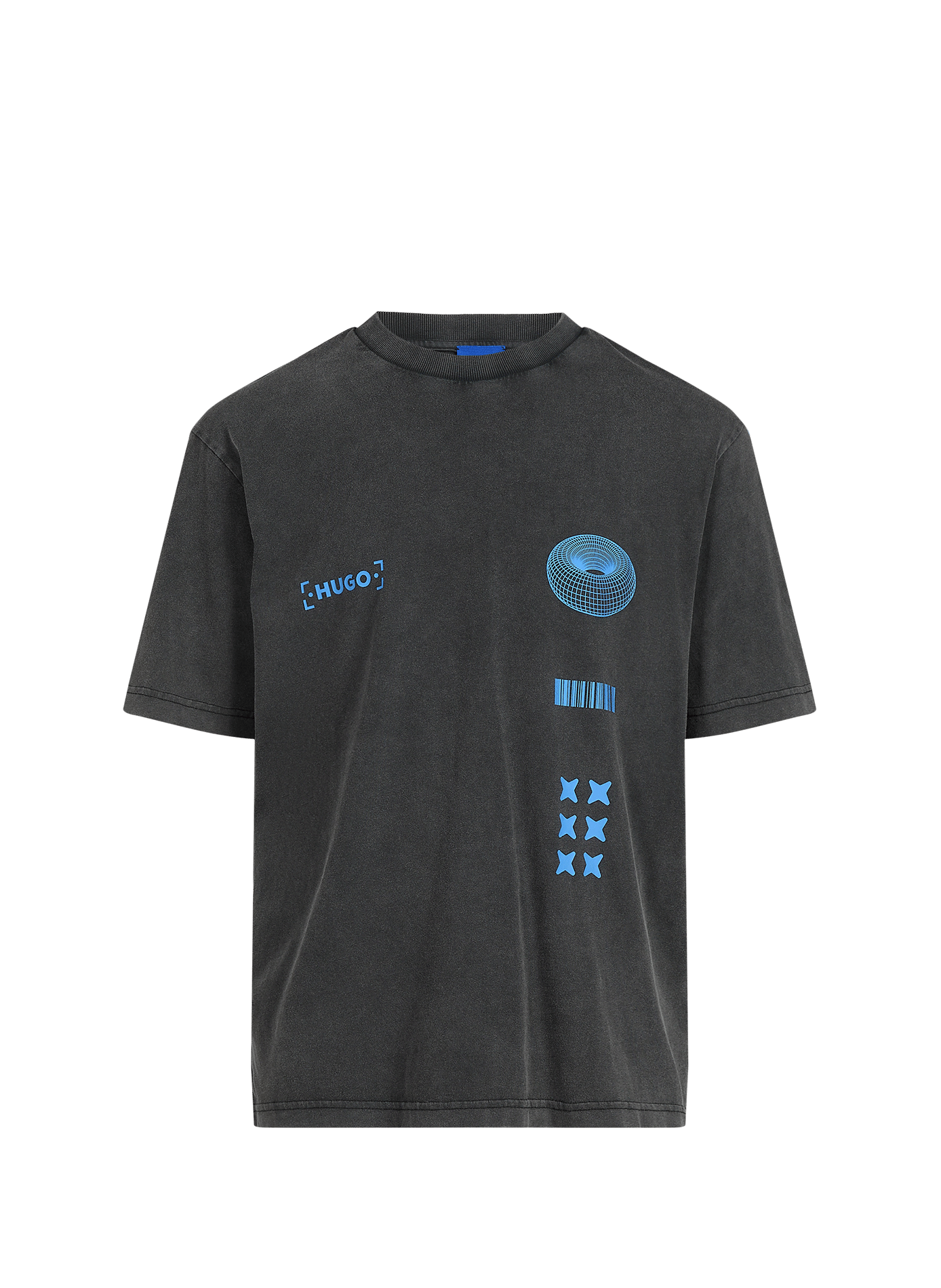 Gerader Rundhals-T-Shirt aus Baumwolle HUGO BLUE Schwarz