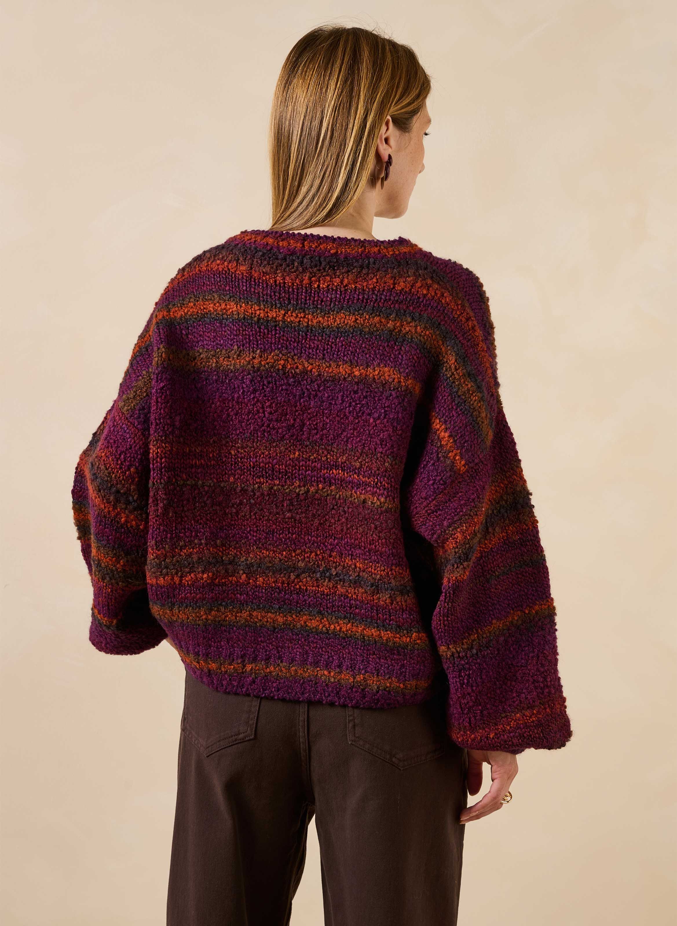 Gestreepte trui van wolmix LA FEE MARABOUTEE Rood