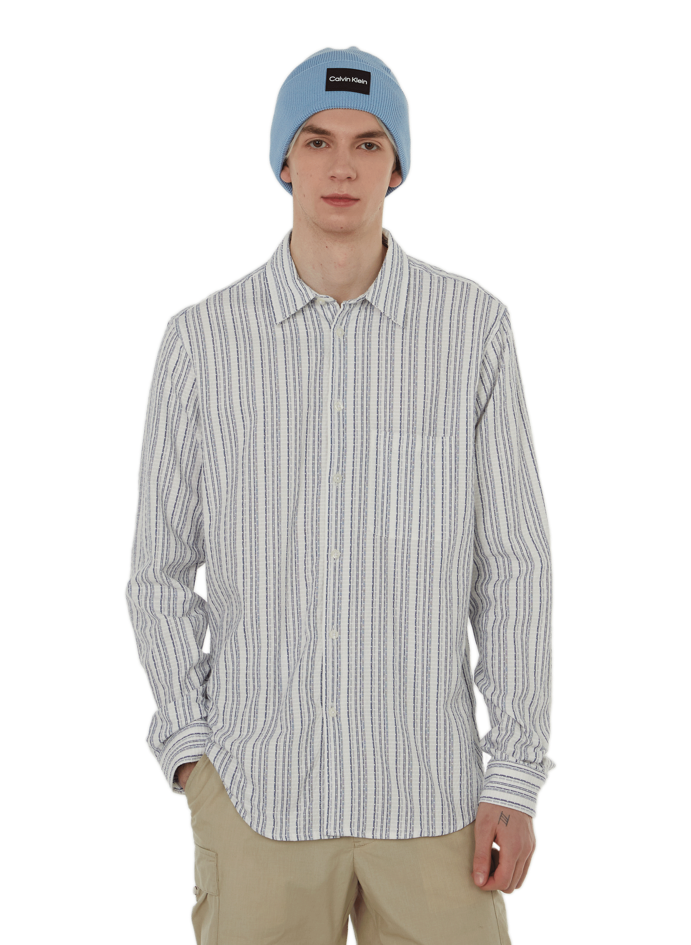 SAMSOE SAMSOE Striped cotton shirt  Blue