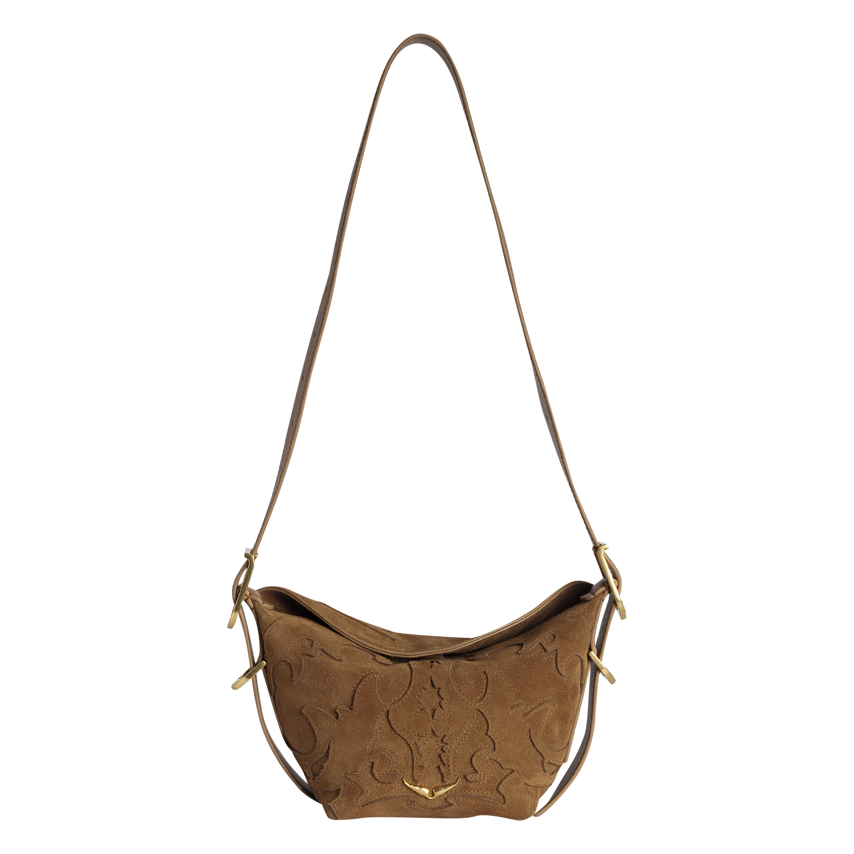 Sac bandoulière en cuir velours baby jane ZADIG&VOLTAIRE Marron