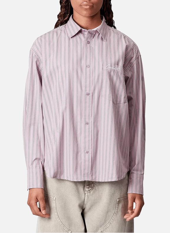 Chemise à rayures L/S Grimsby Rose by CARHARTT WIP CARHARTT WIP Chemise à rayures L/S Grimsby Rose