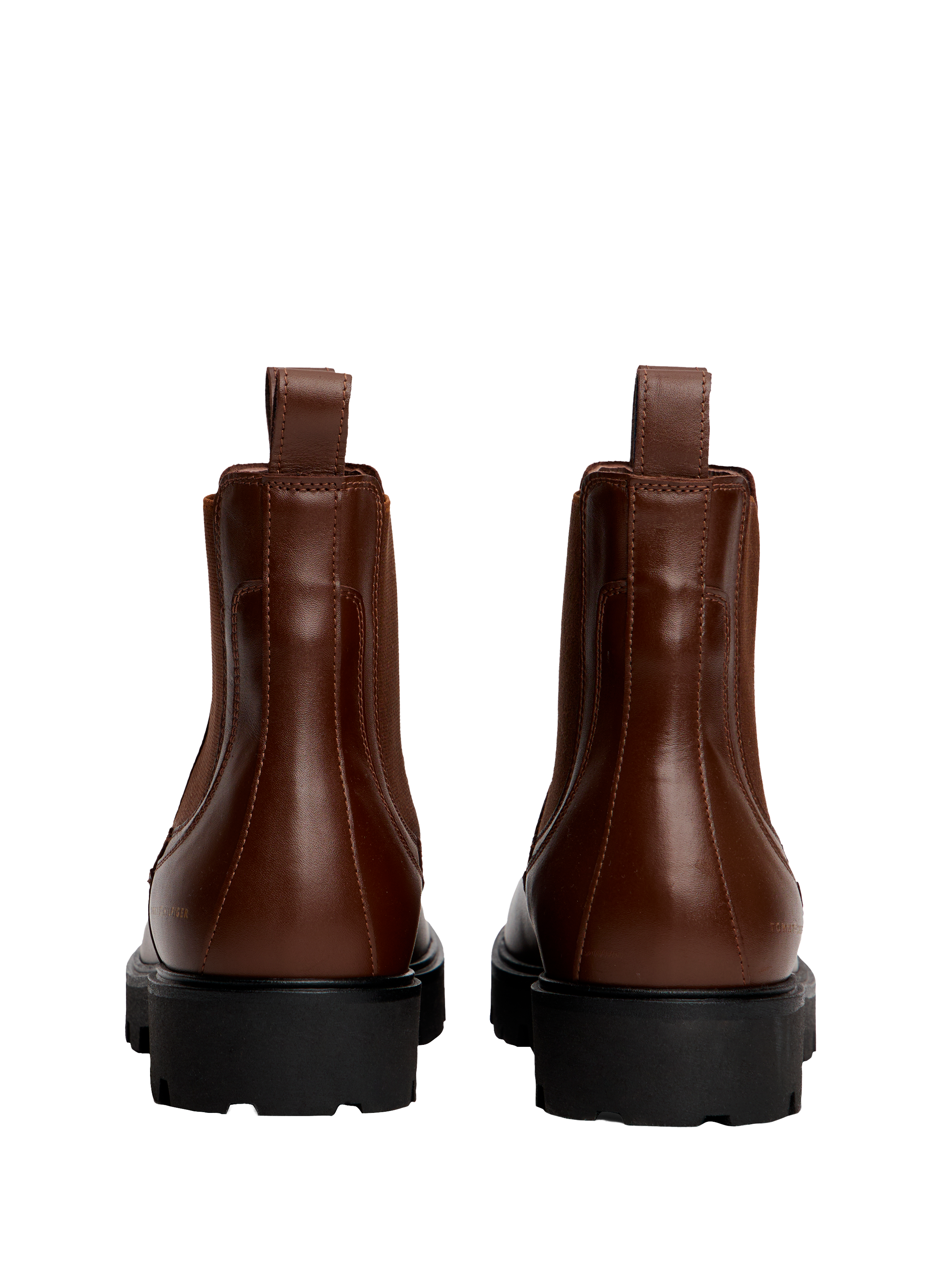 Grooved leather ankle boots TOMMY HILFIGER Brown