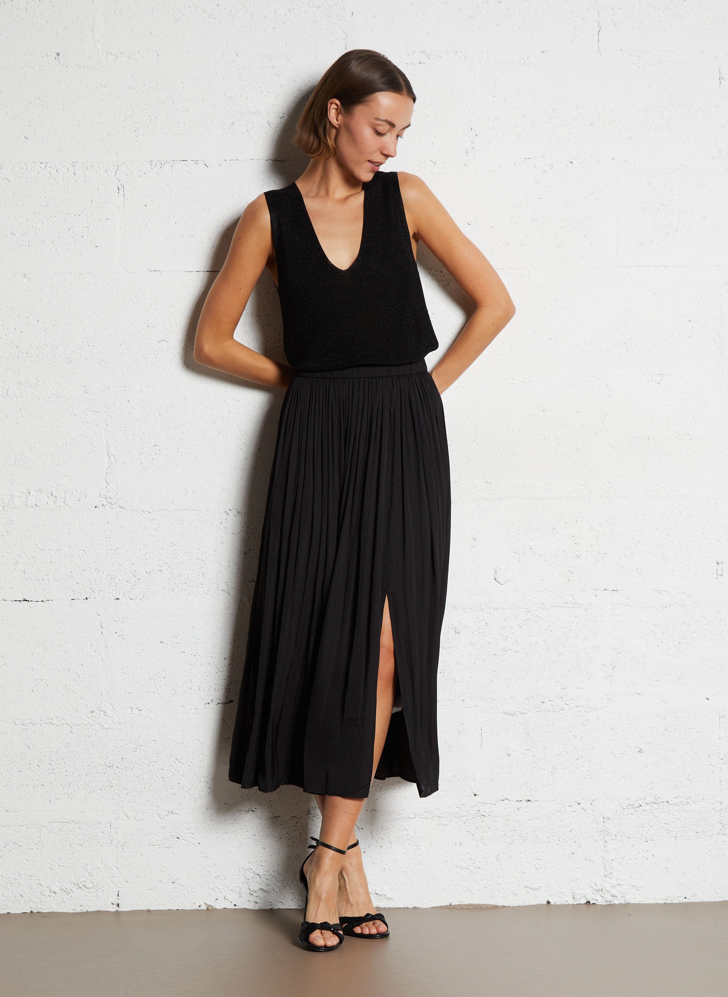 Jupe midi droite juliana MAISON 123 Noir