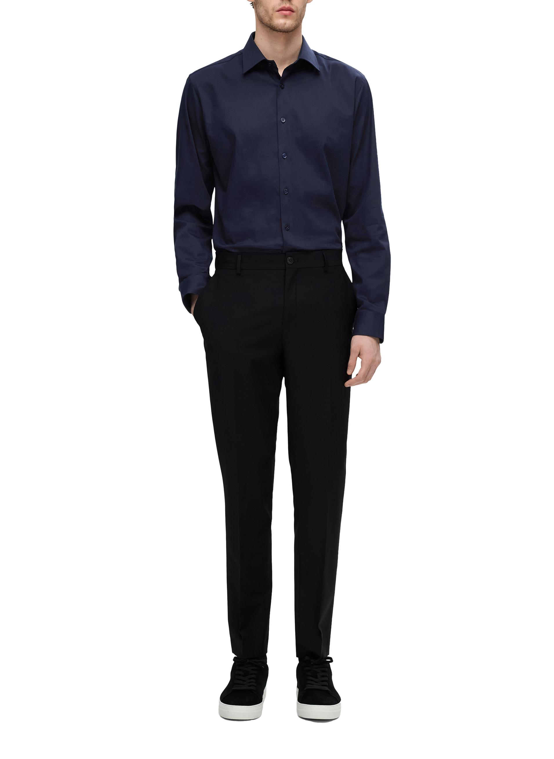 Slim shirt in blended organic cotton SELECTED Blue