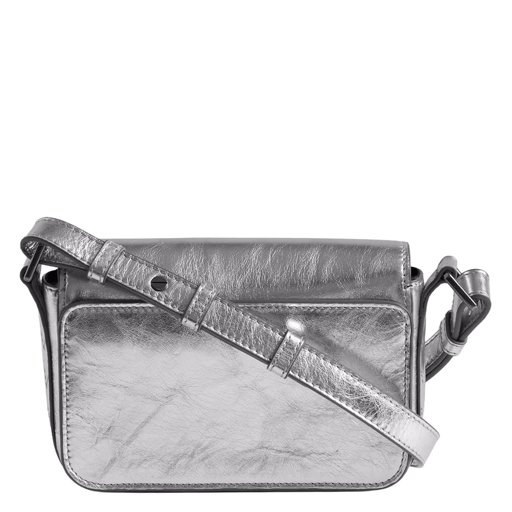 Sac bandoulière en cuir métallisé le zazi ZADIG&VOLTAIRE Gris