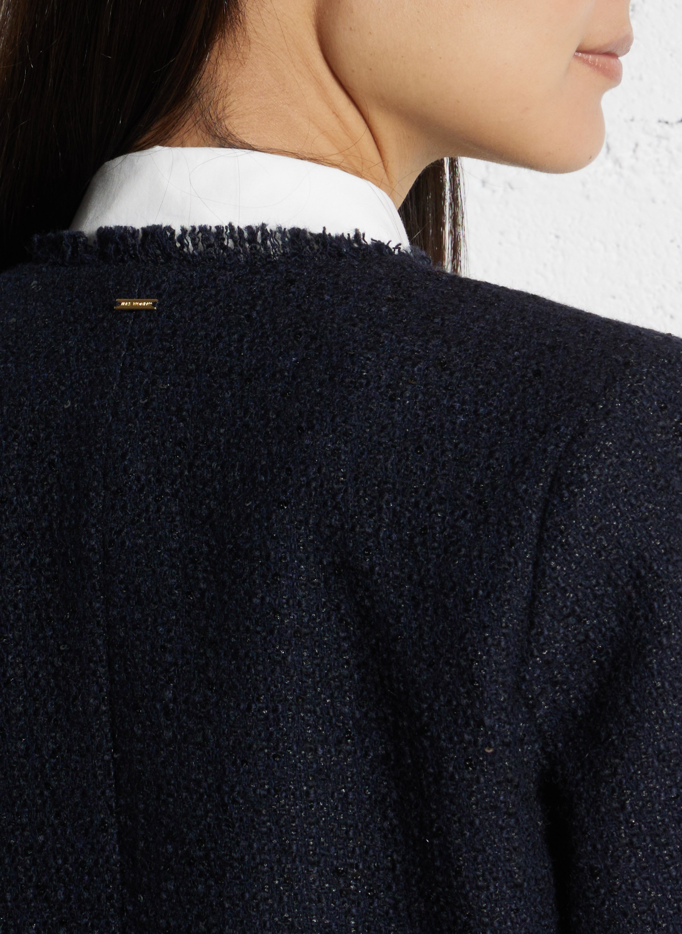 Veste courte effet tweed à sequins IKKS Bleu