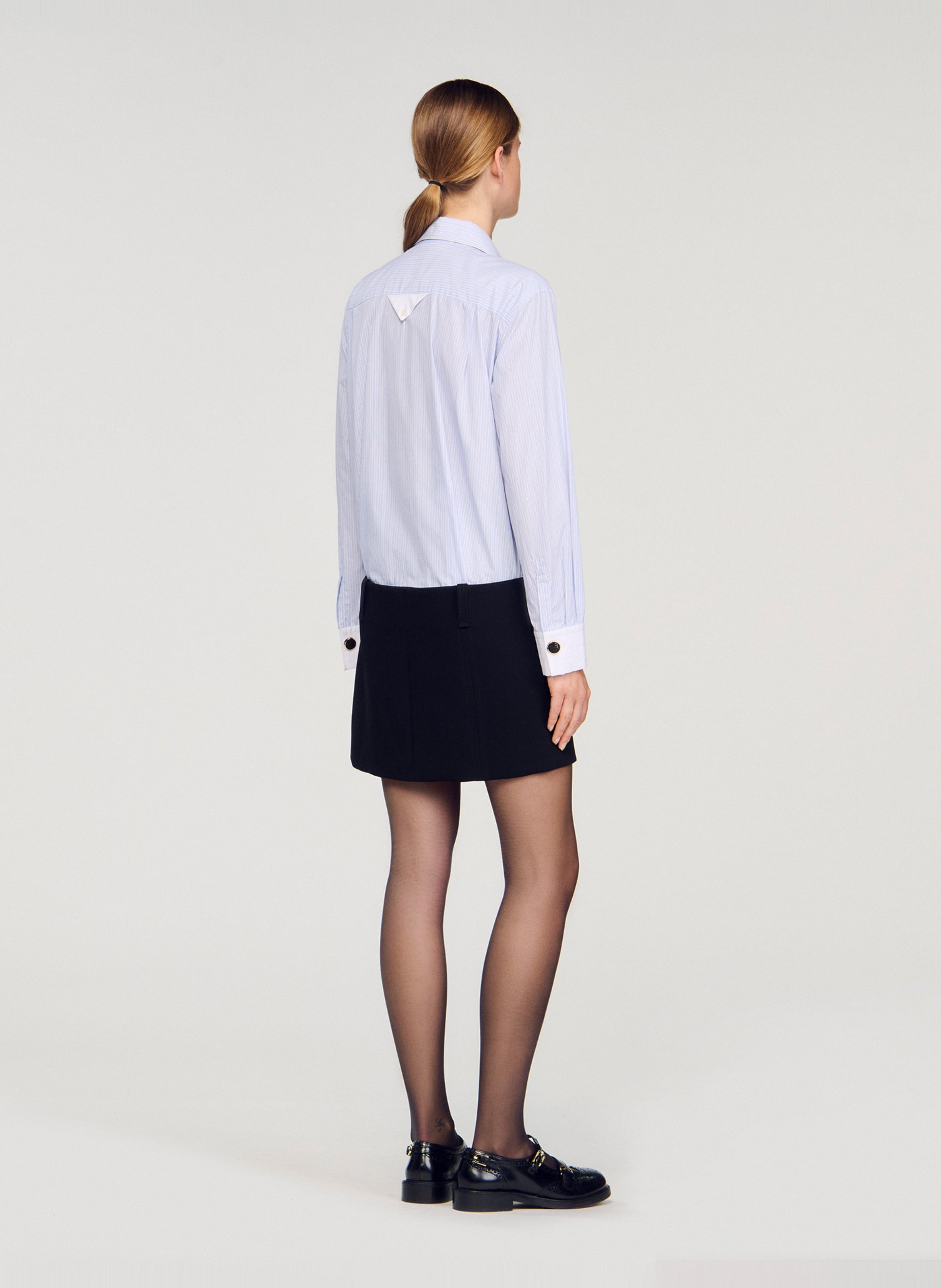 Robe courte en coton col classique SANDRO Noir