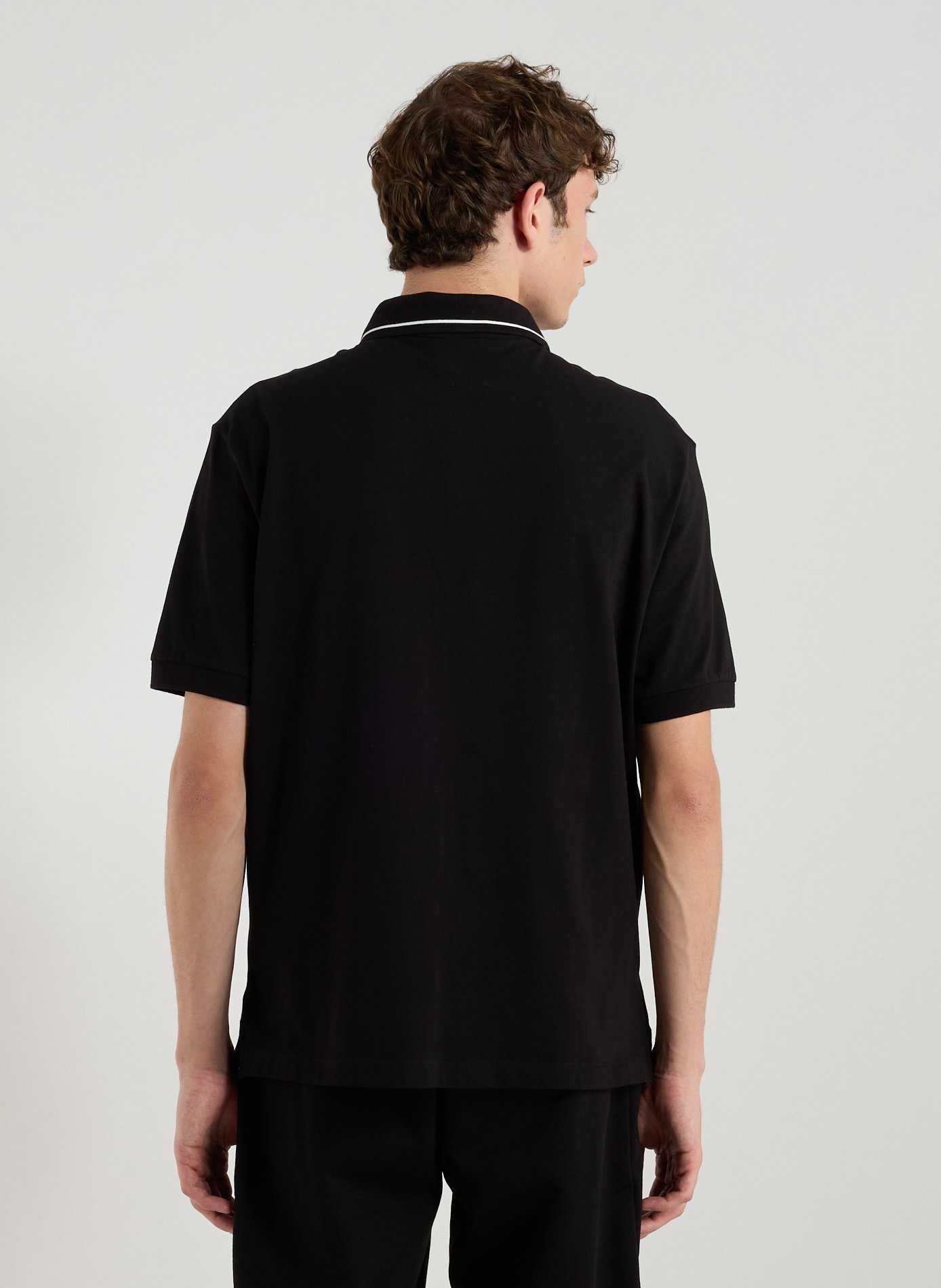 Polo uni en coton mélangé ARMANI EXCHANGE Noir