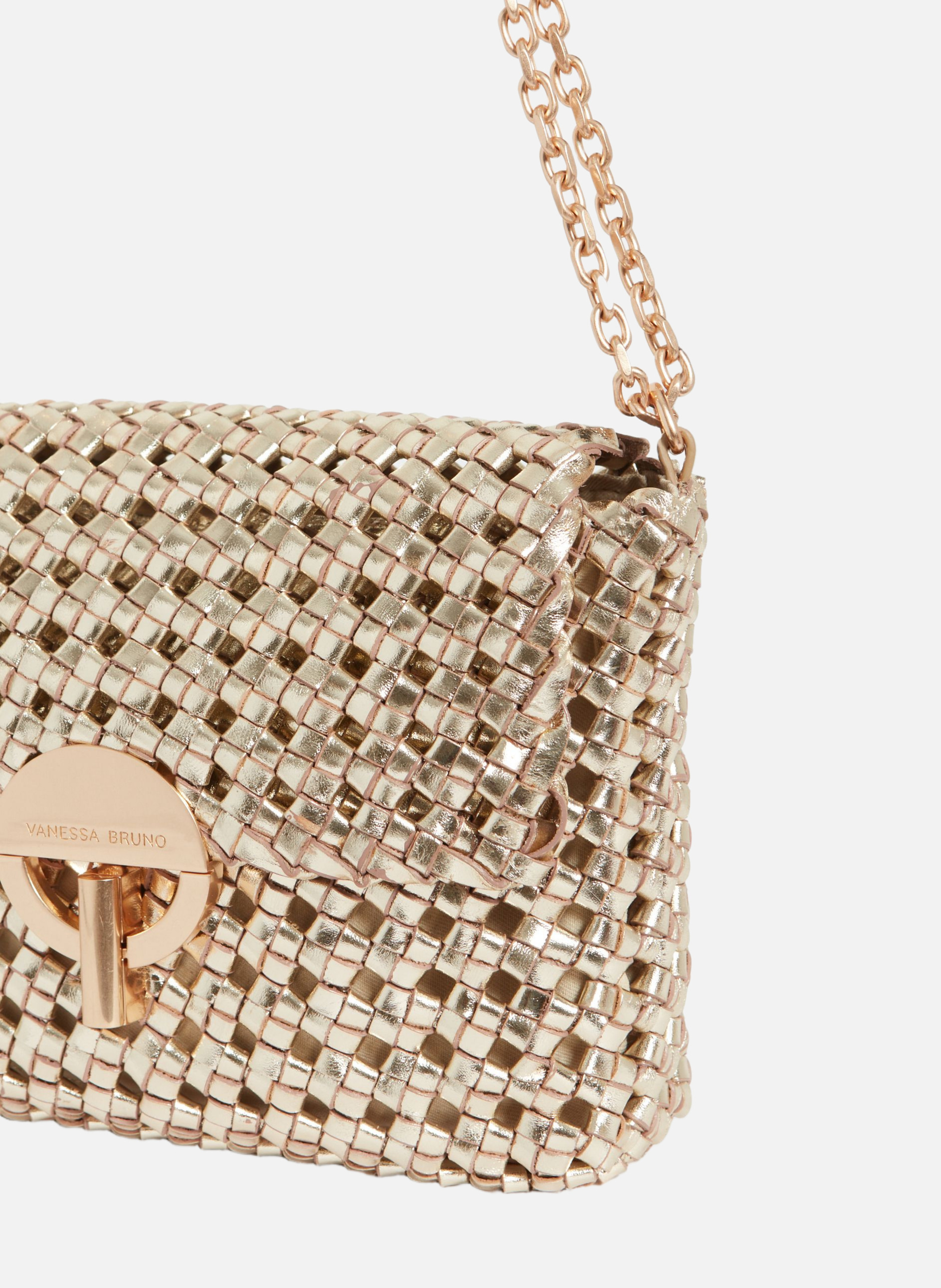 Moyen Sac Moon en cuir tressé VANESSA BRUNO Doré