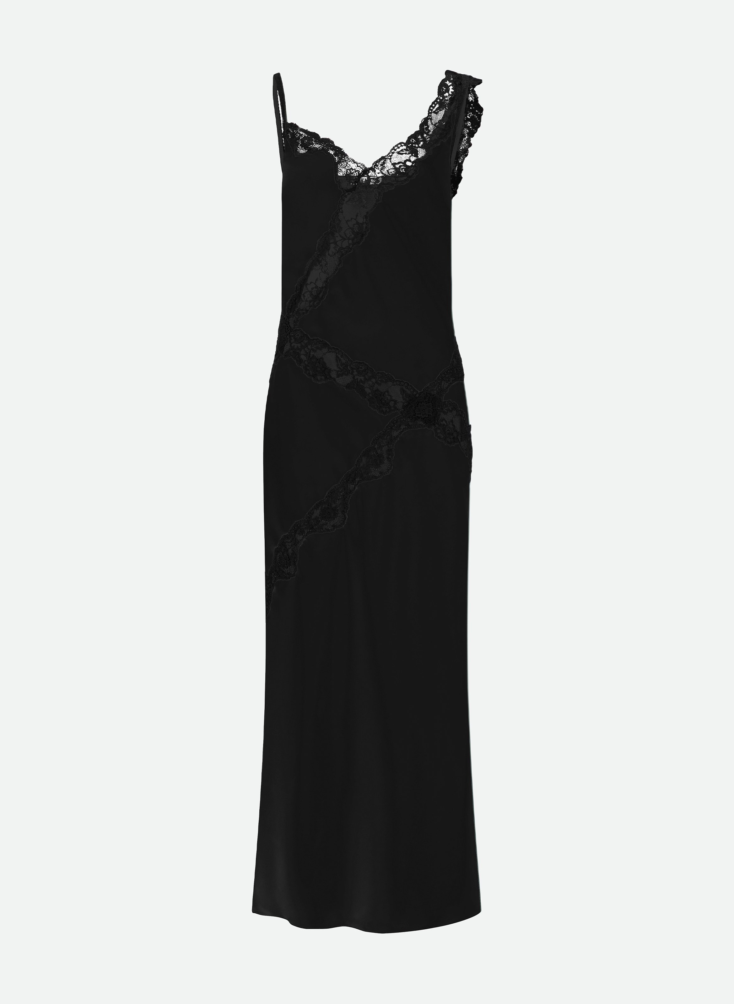 Robe midi biais avec détails en dentelle VAILLANT Noir