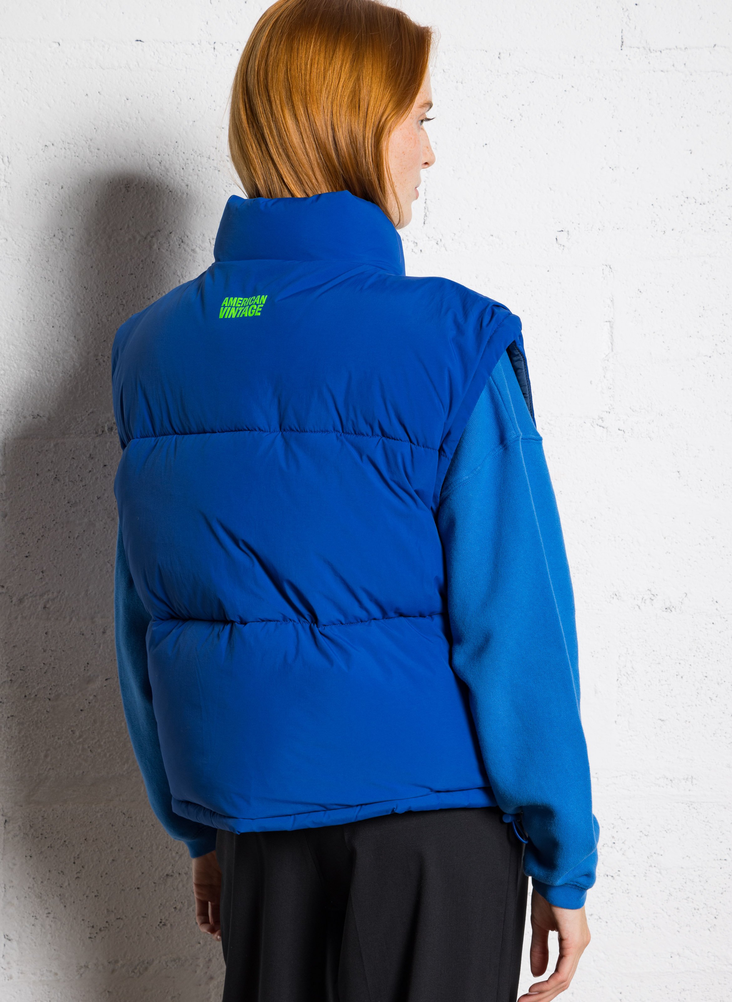 Veste courte matelassée col montant rofy AMERICAN VINTAGE Bleu