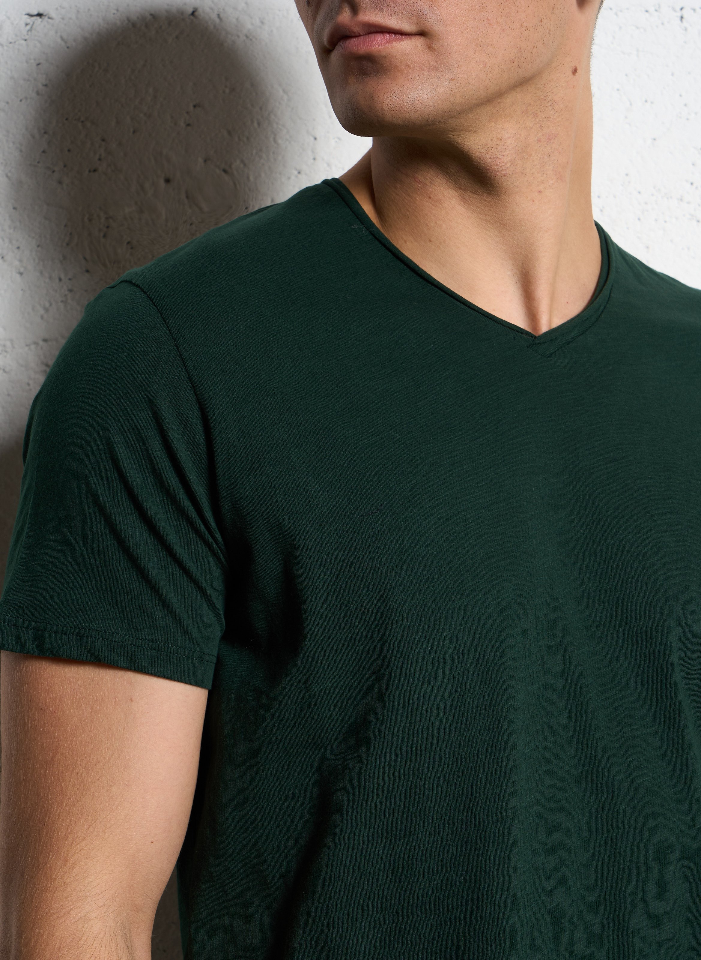 Tee-shirt col v en coton IKKS Vert