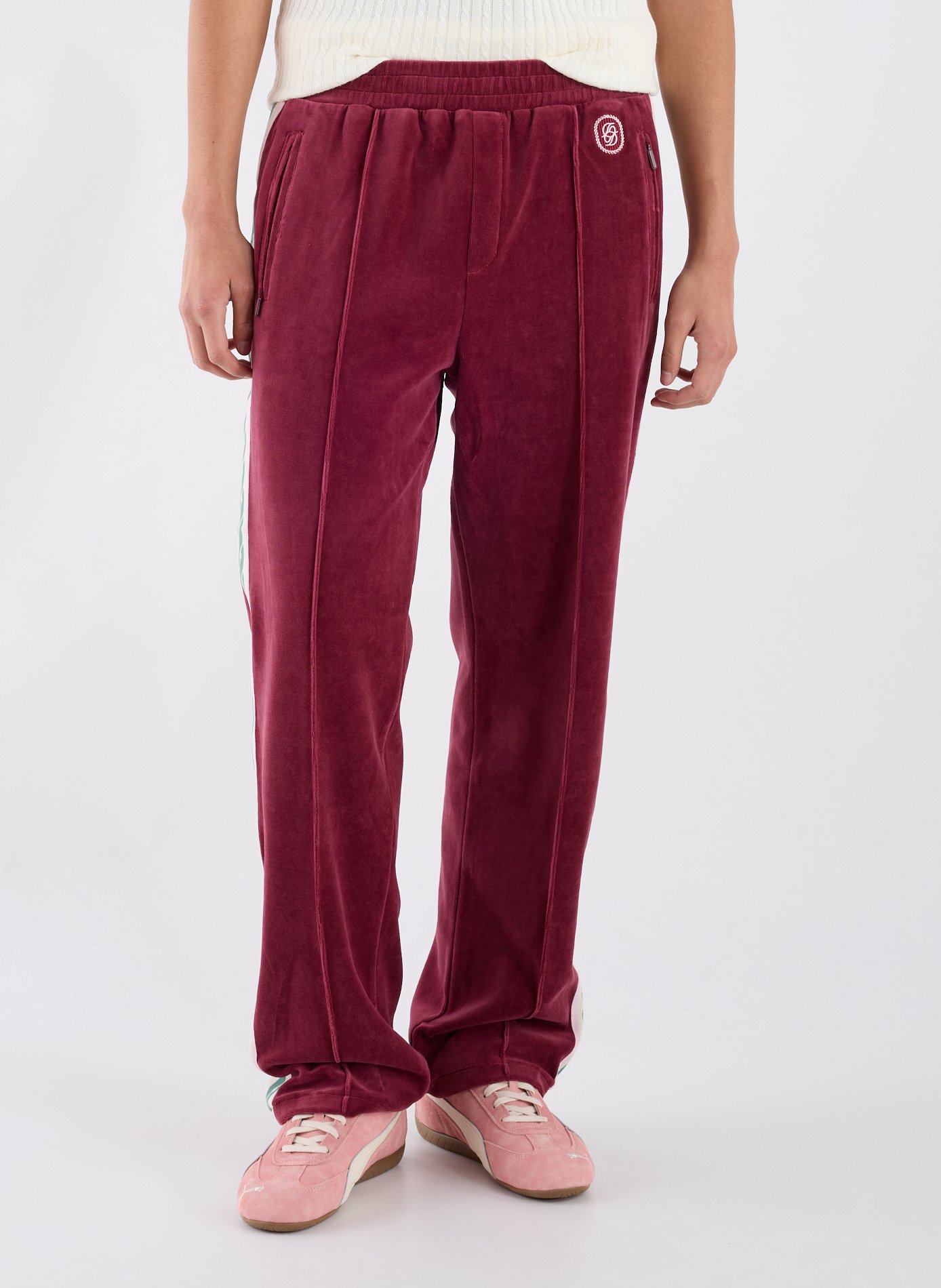 Mixed cotton velvet sweatpants DROLE DE MONSIEUR Red
