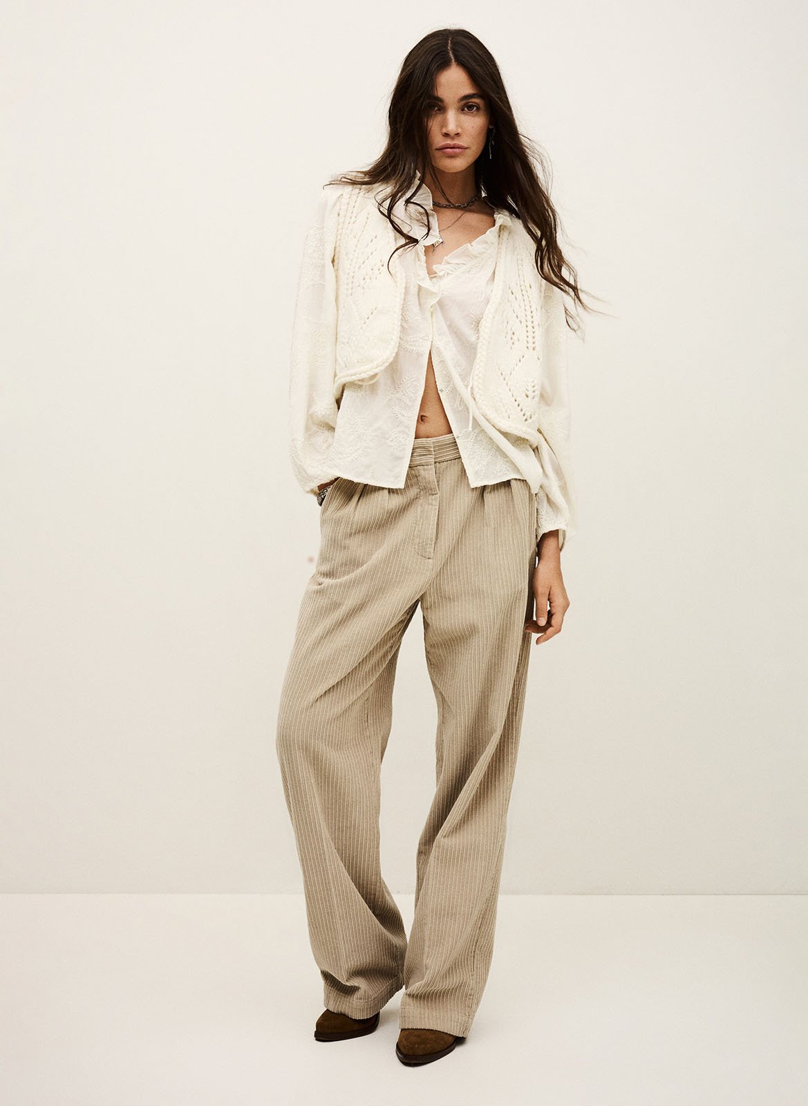 Pantalon large en coton mélangé vanita BA&SH Beige
