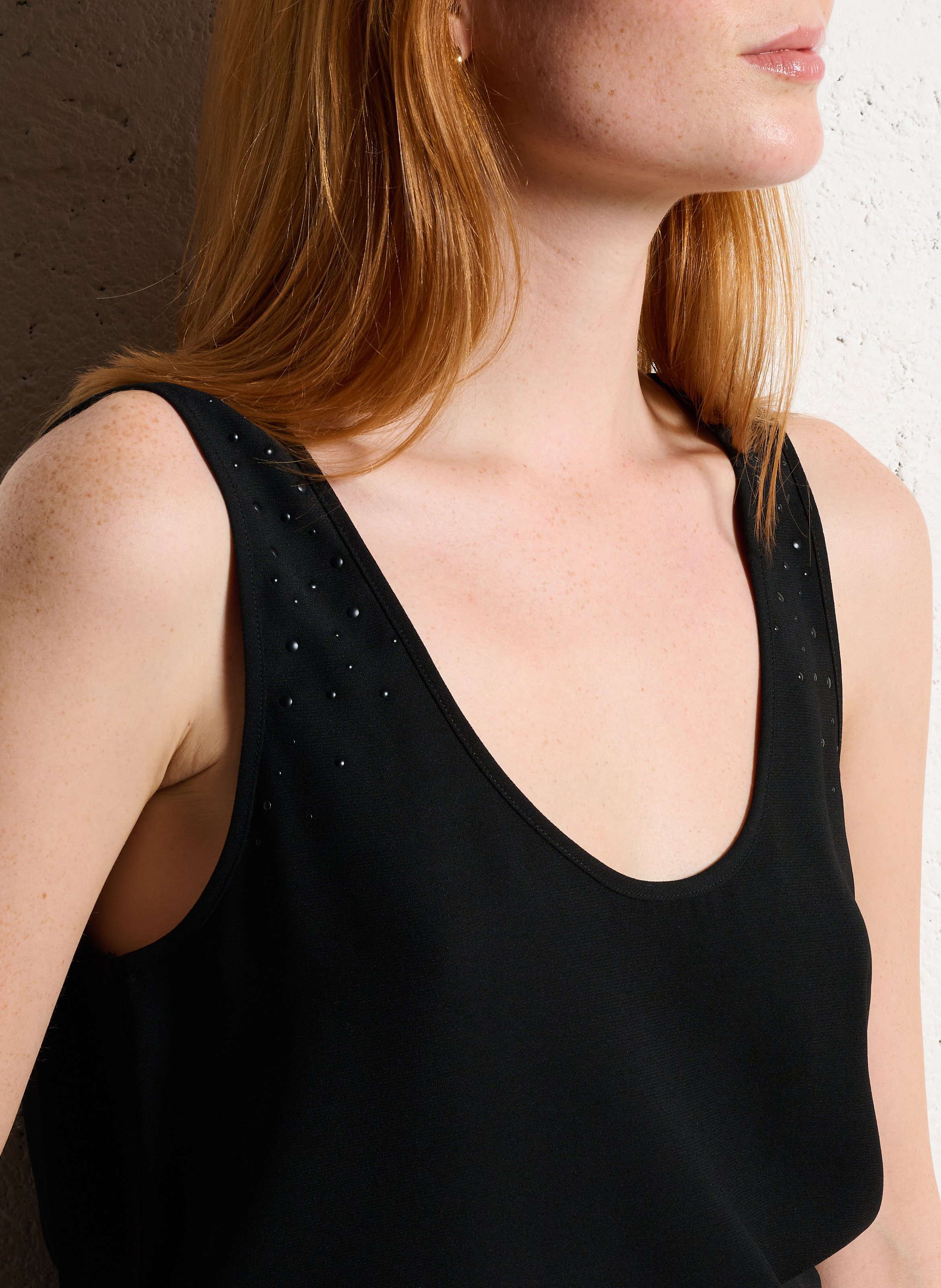 Top col rond à clous IKKS Noir