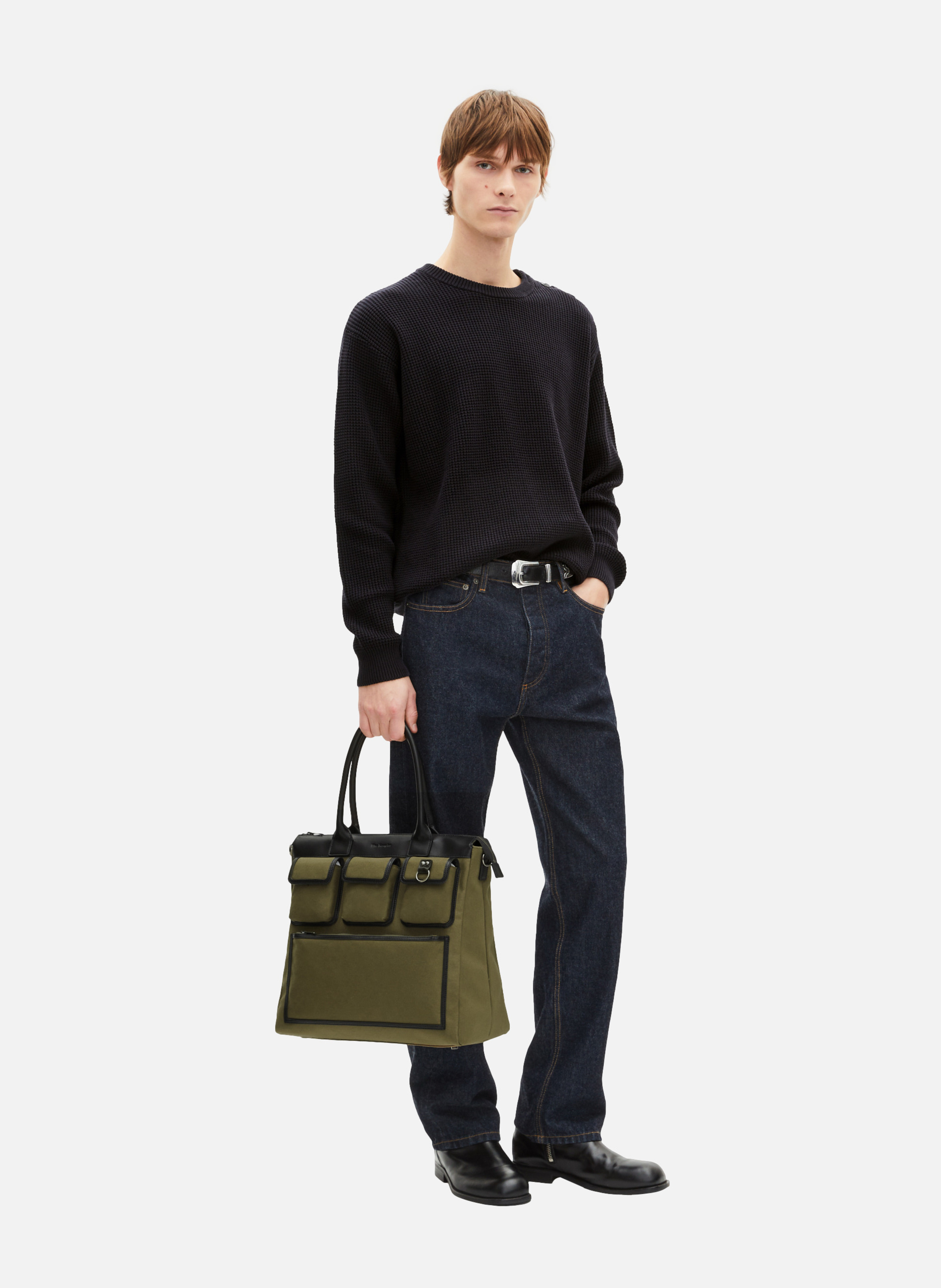 Sac cabas canvas et cuir THE KOOPLES Vert