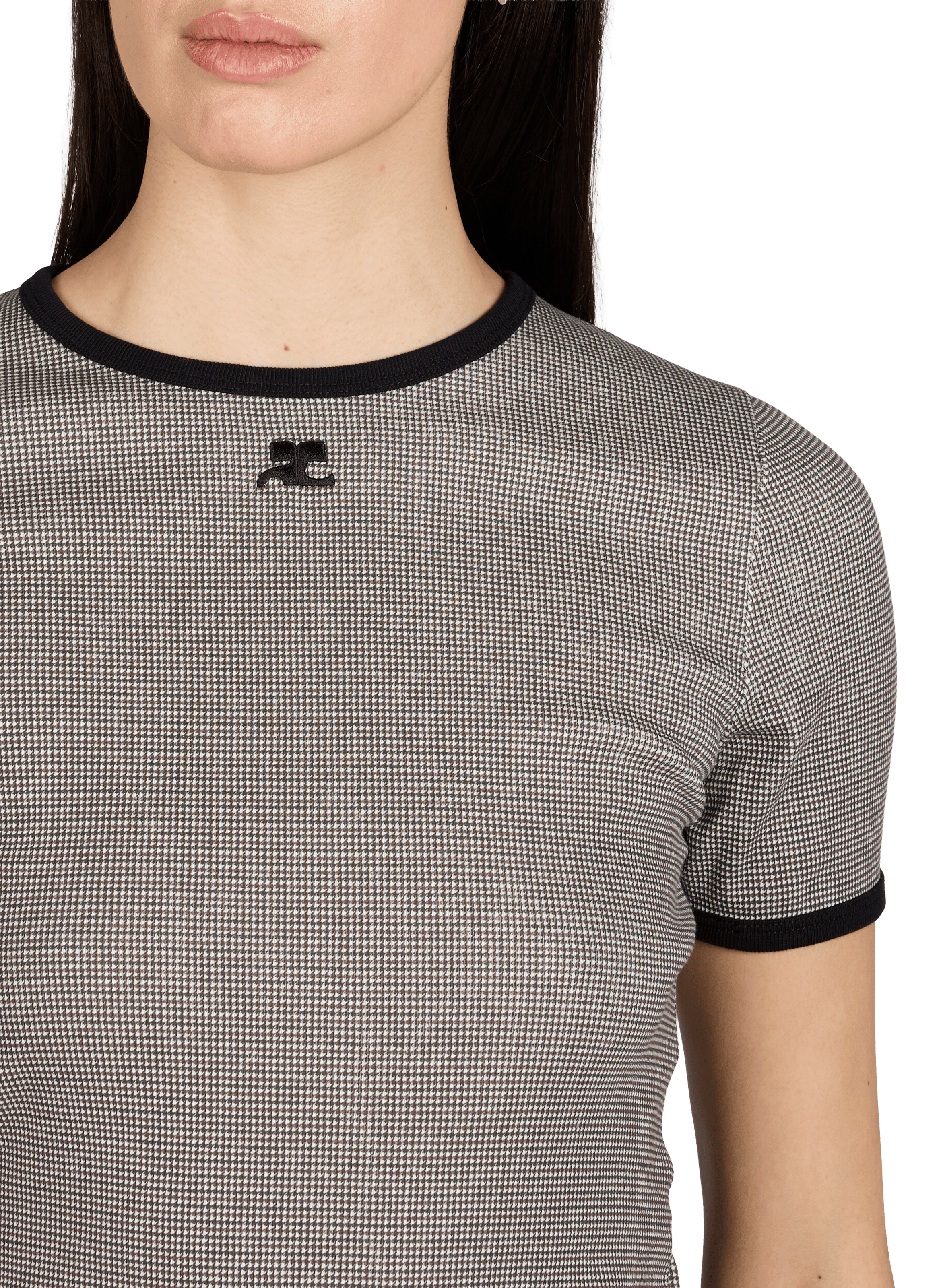 Houndstooth pattern T-shirt COURRÈGES Black