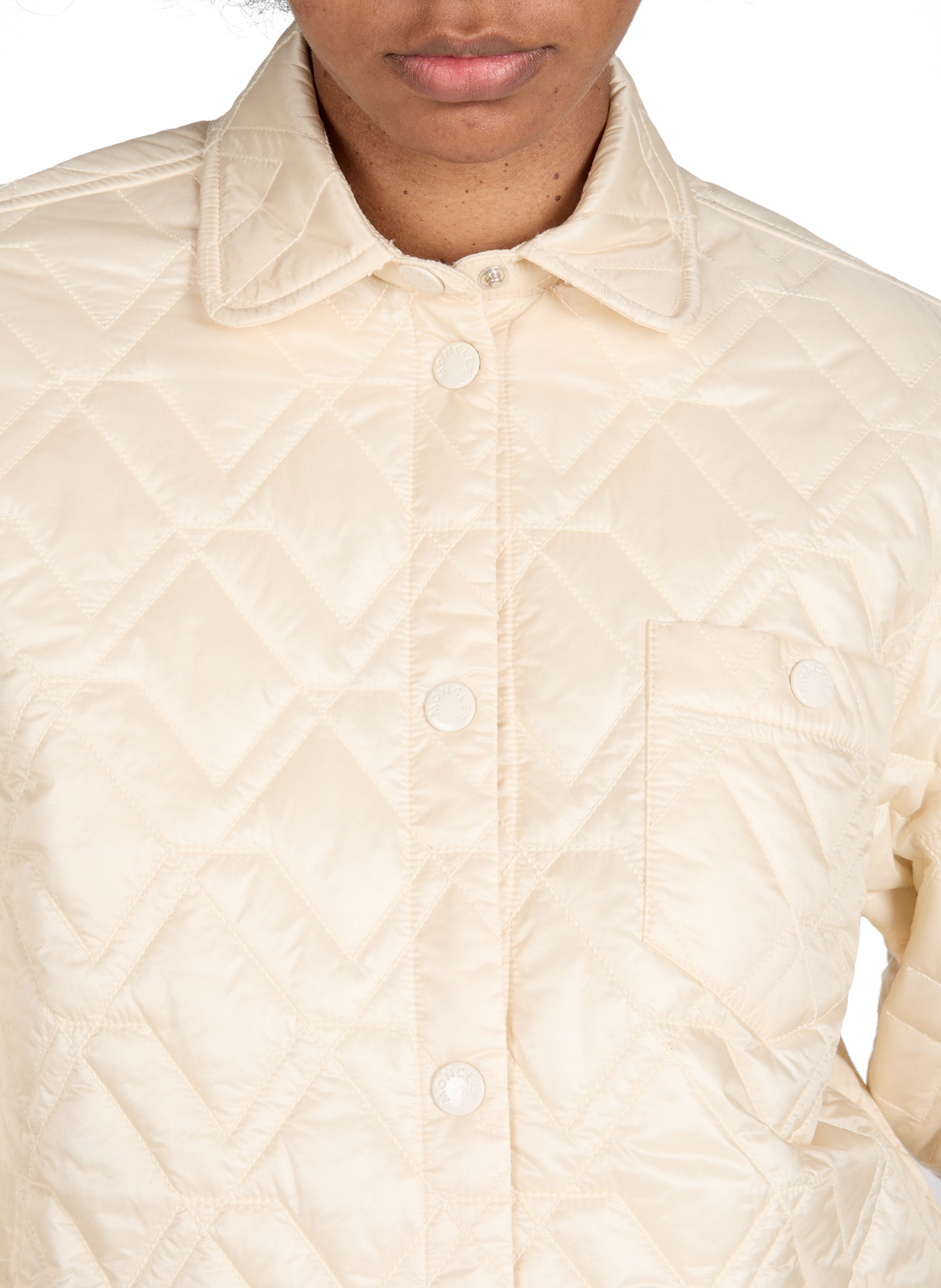 Quilted mixed cotton jacket MONCLER White