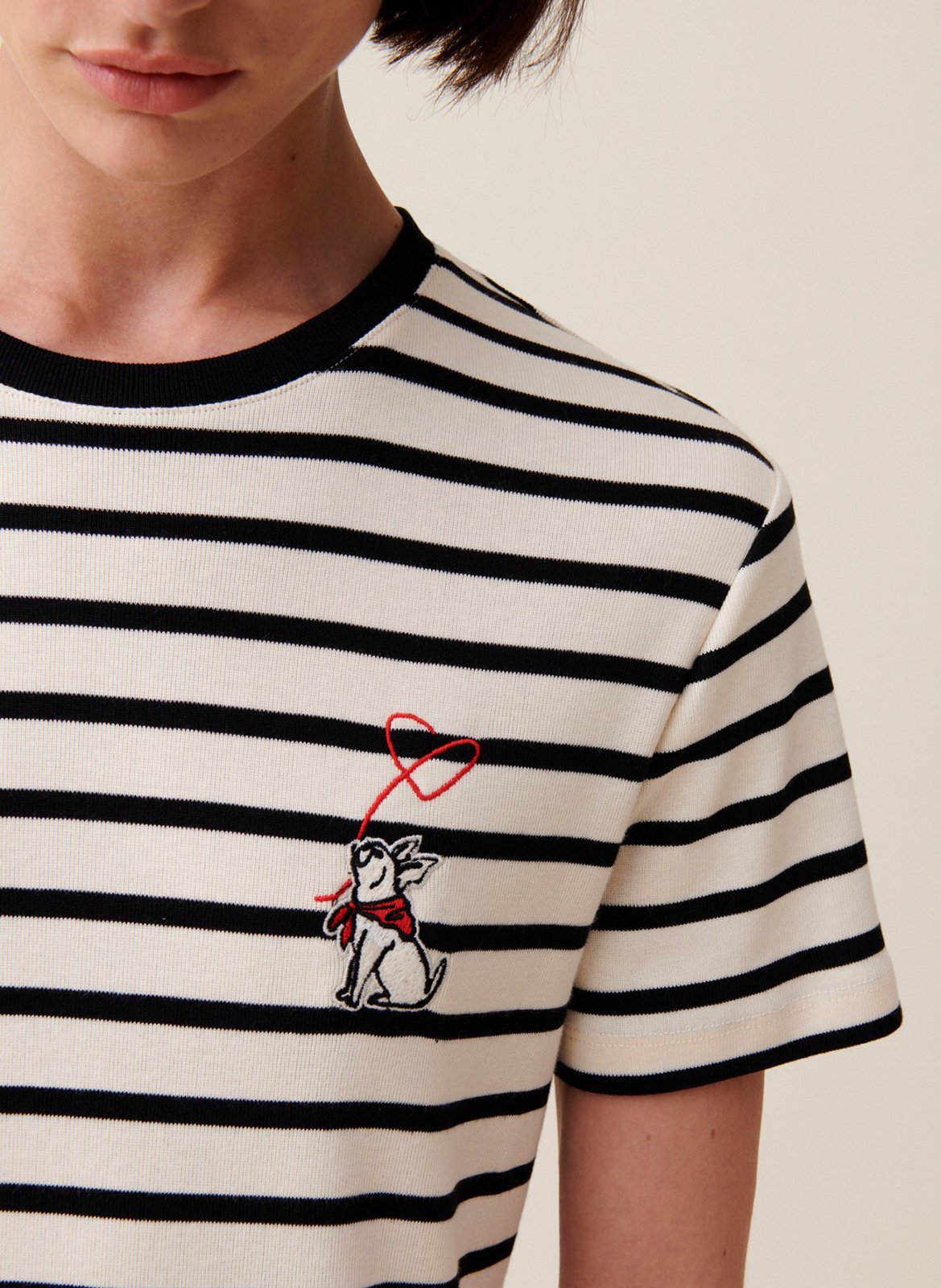 Robe midi col rond en coton rayé CLAUDIE PIERLOT Multicolore