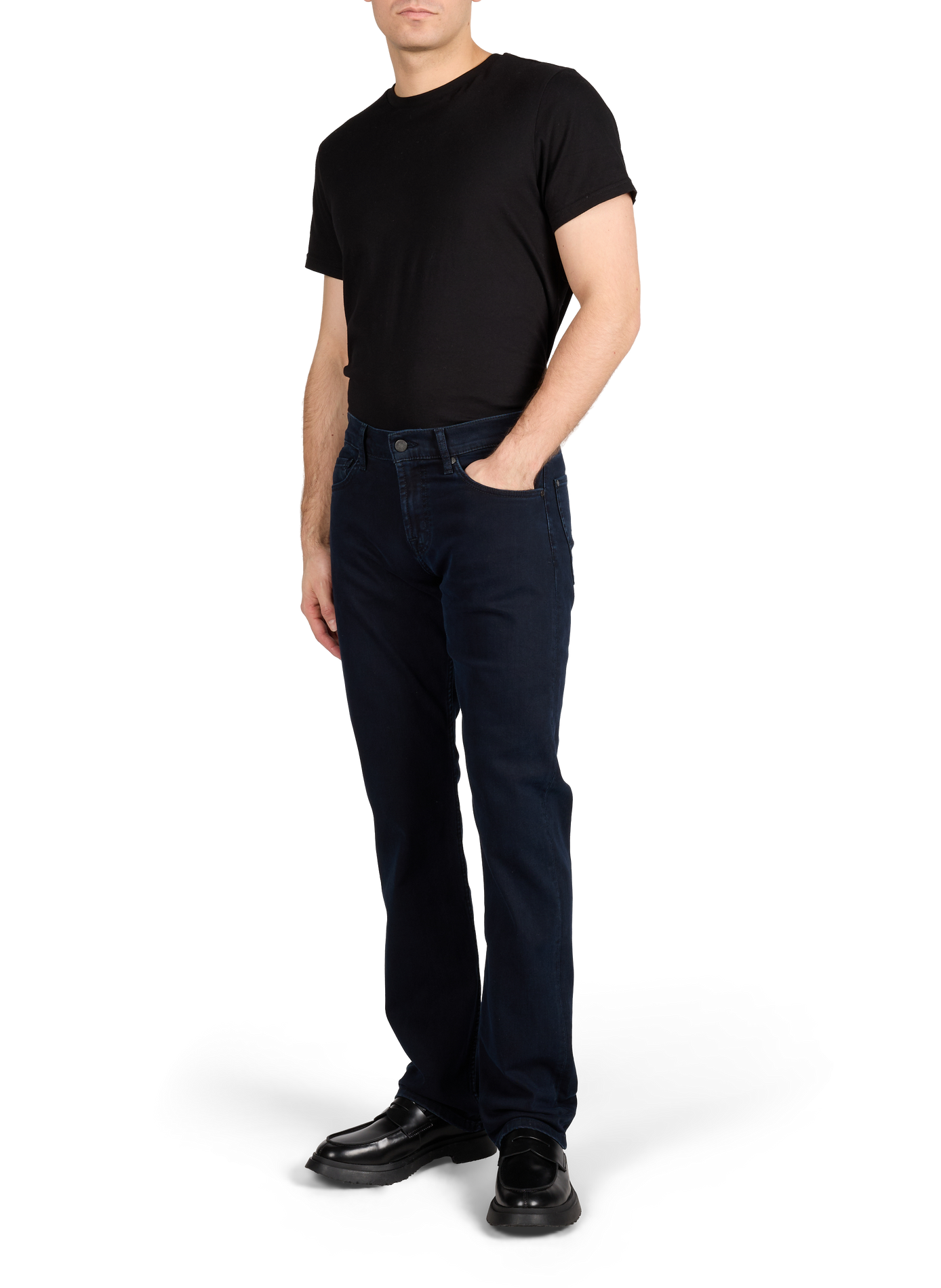 Jean droit en coton mélangé 7 FOR ALL MANKIND Bleu