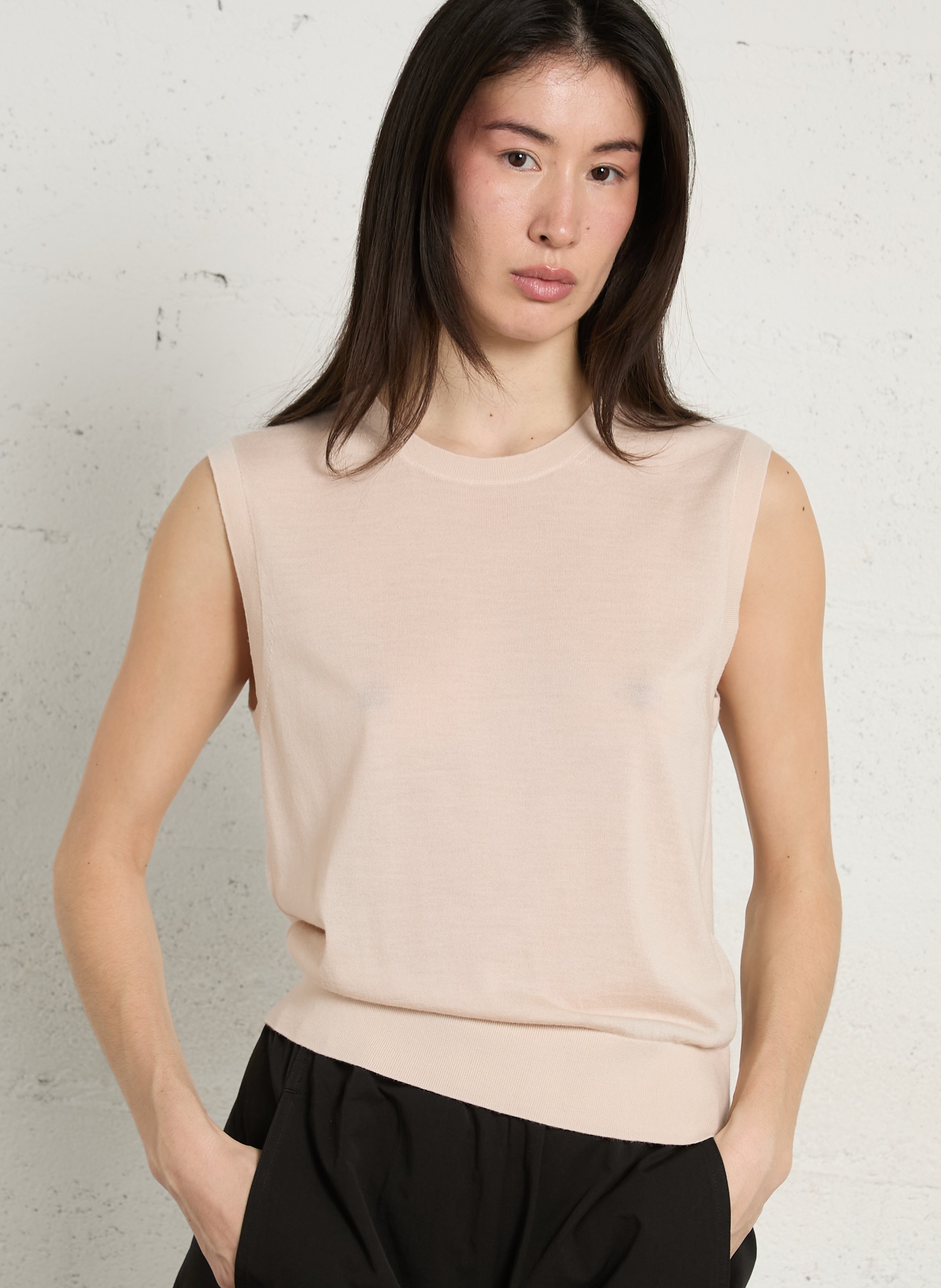 Pull droit sans manches en laine fergie SOEUR Rose