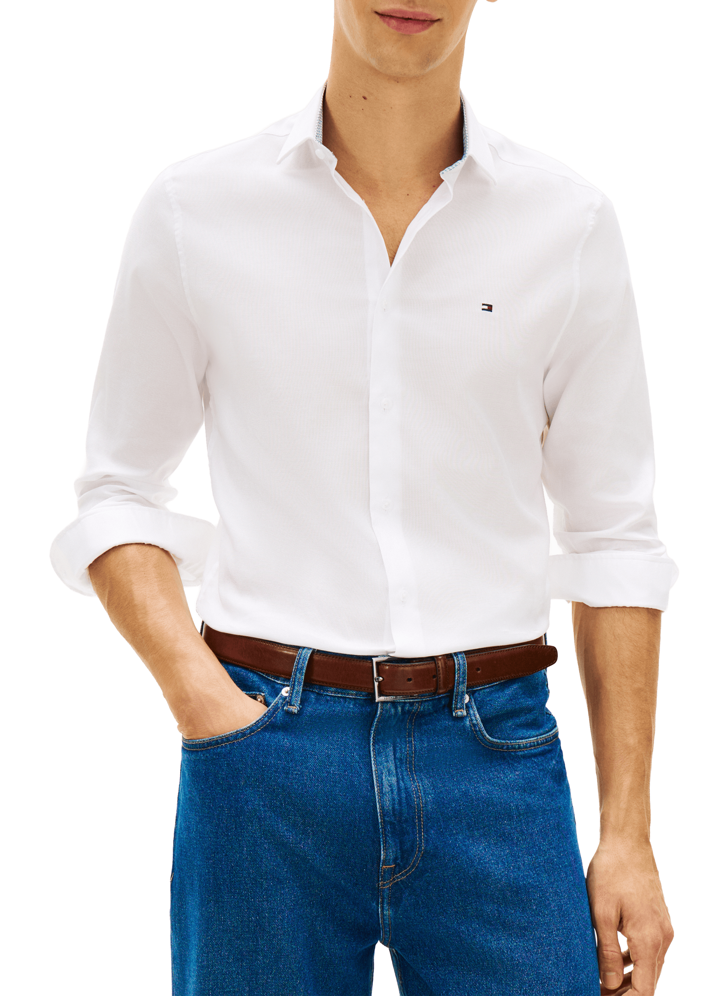 Straight cotton blend Shirt TOMMY HILFIGER White