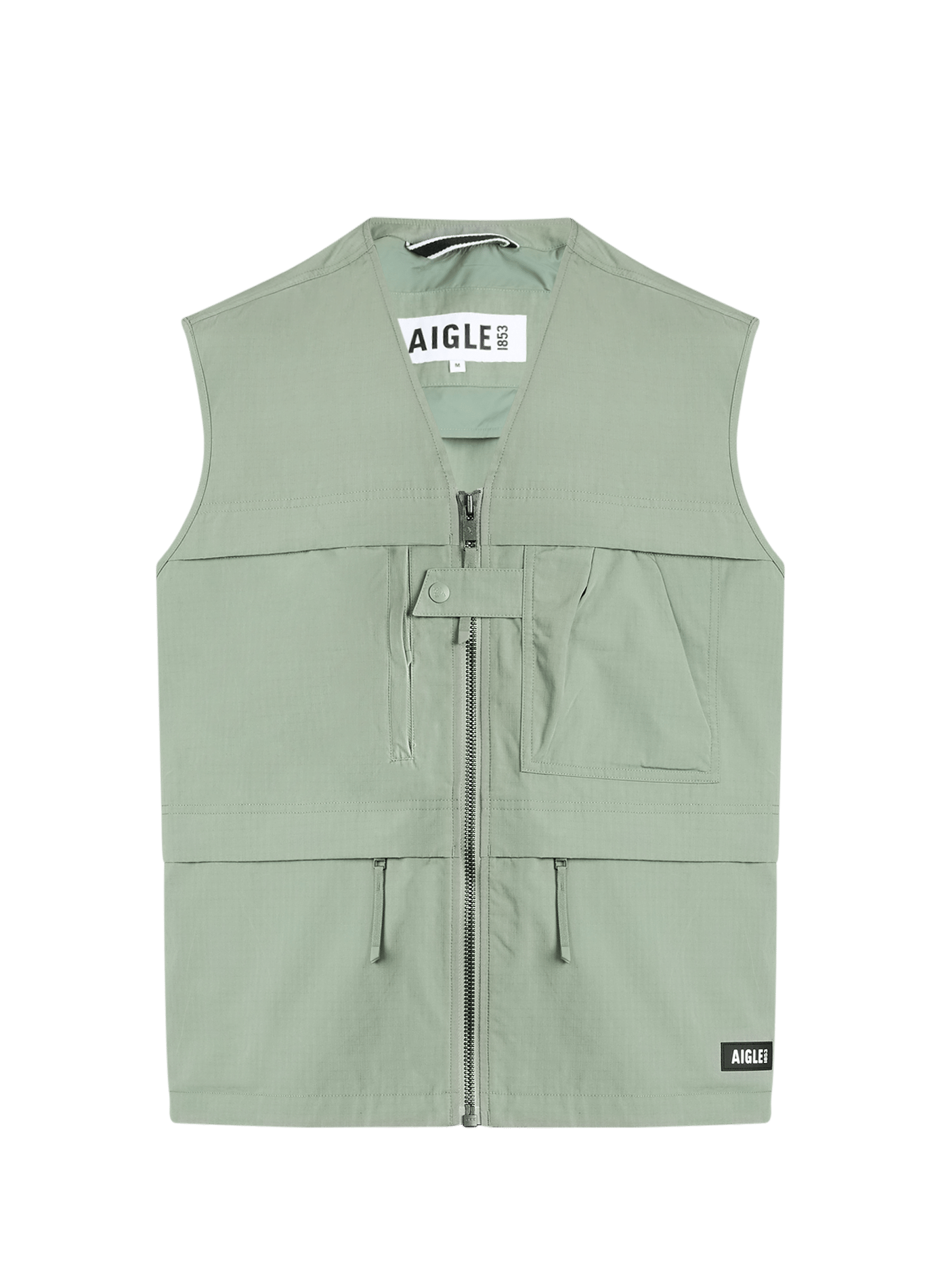 Water-repellent multi-pocket UV protection vest AIGLE Khaki