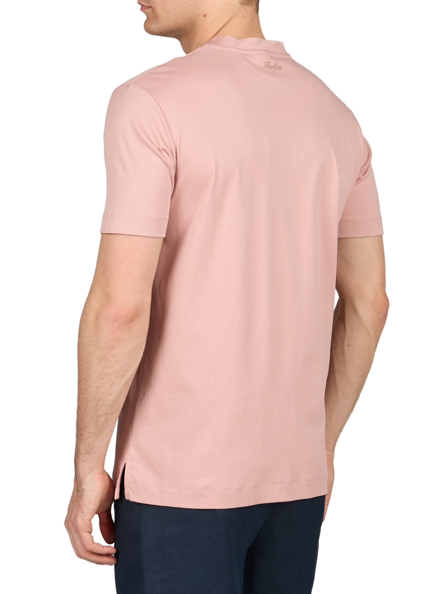Plain round neck cotton T-shirt AURELIEN Orange