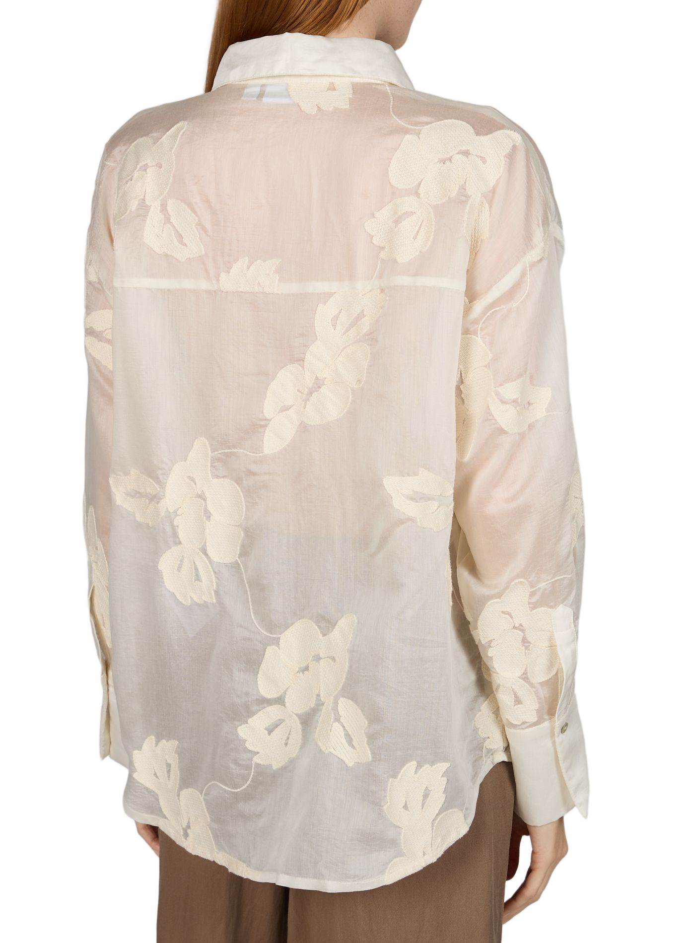 Lange mouwen blouse met geborduurde bloemen VILA Beige