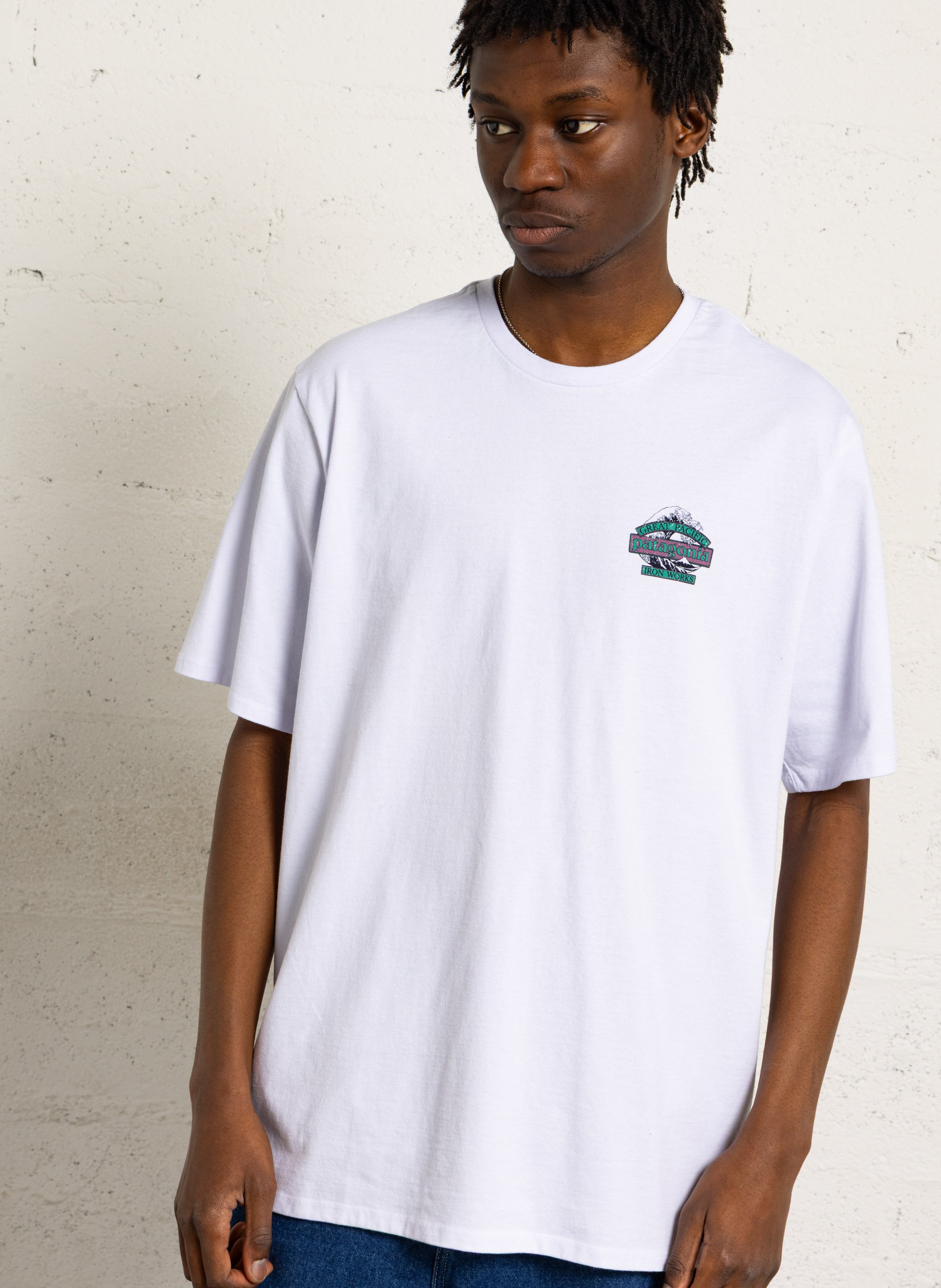 Straight round-neck t-shirt in blended recycled cotton PATAGONIA White