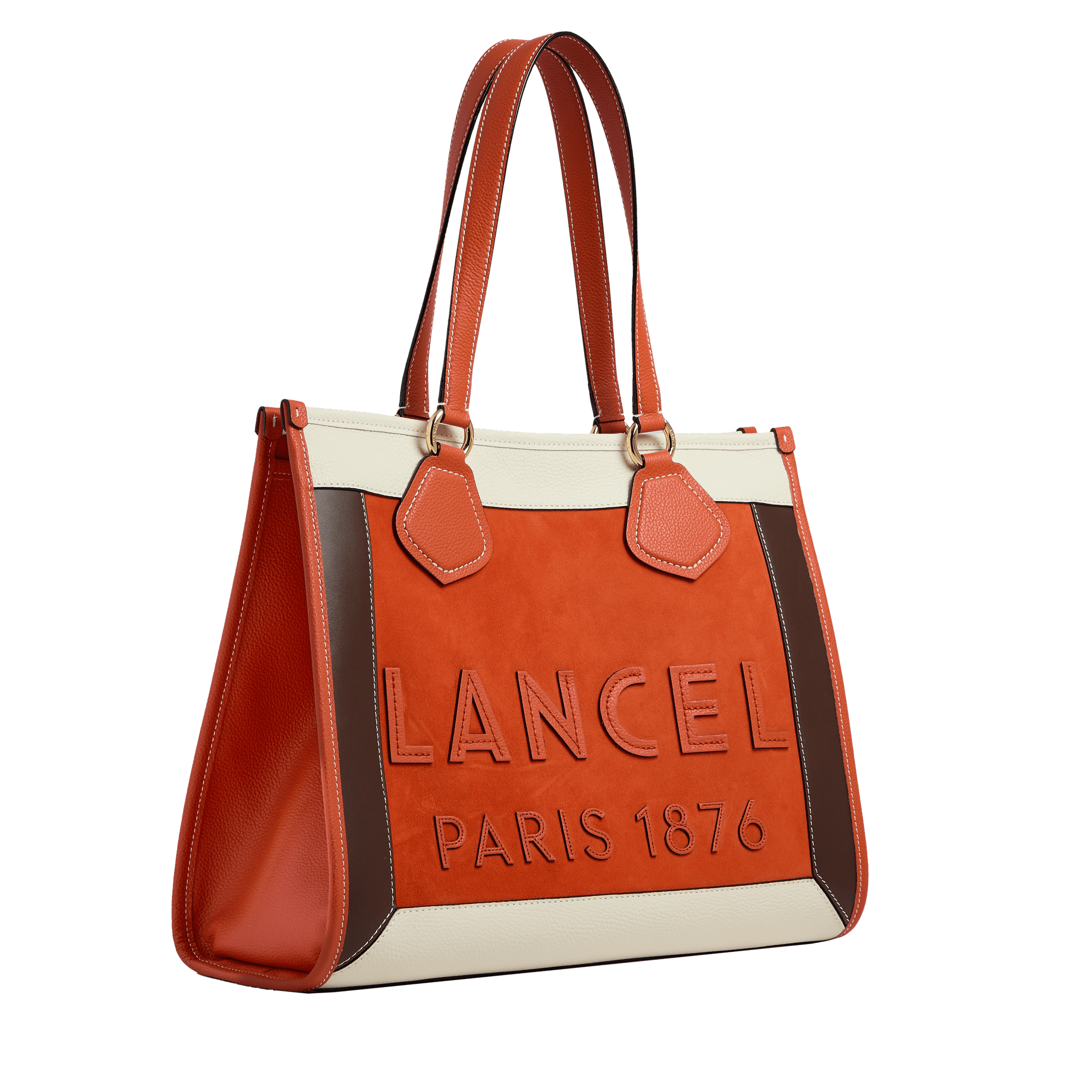 Zipped tote bag large lancel tote in leather LANCEL Orange