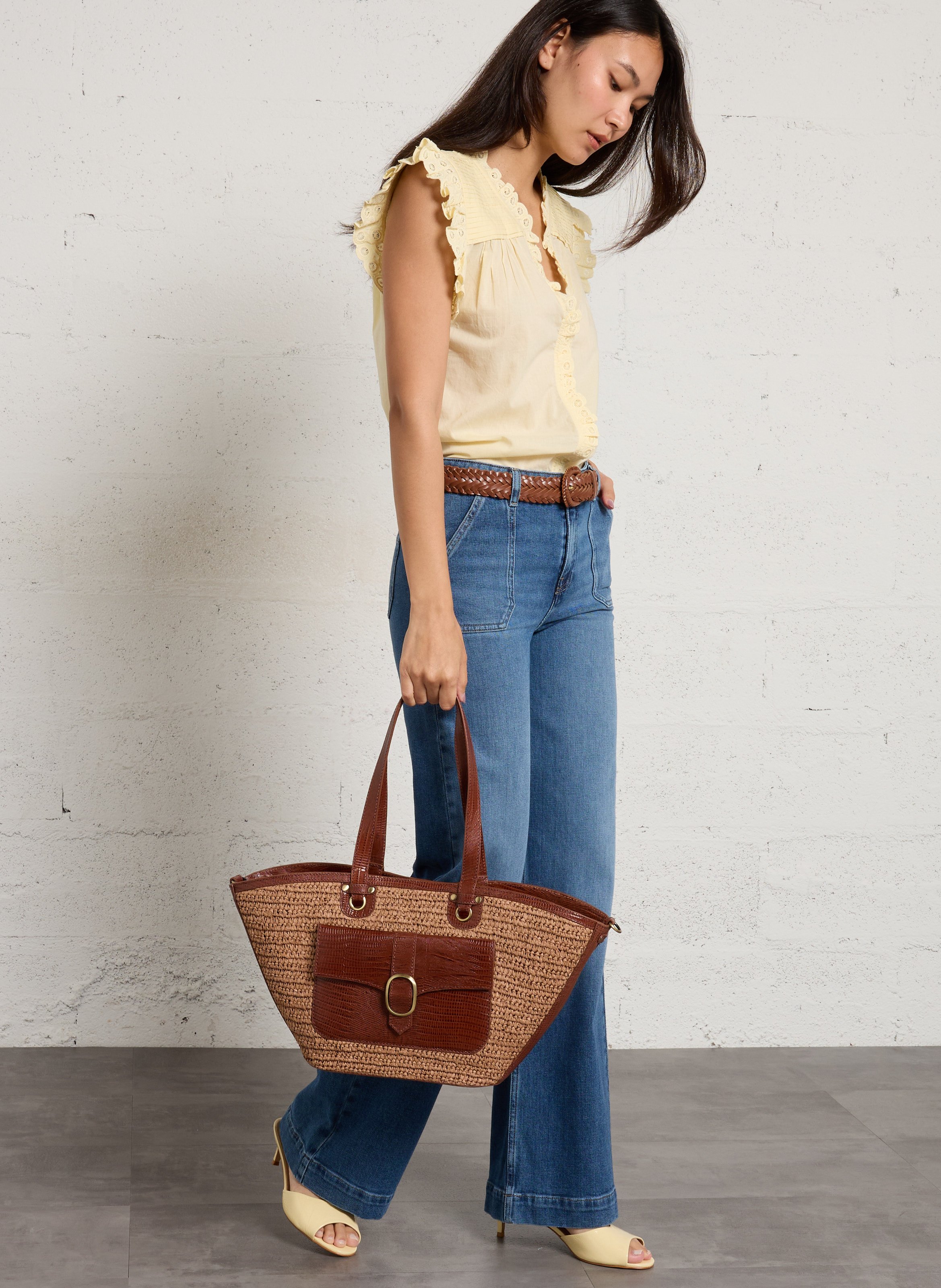 Sac cabas en raphia max MAISON 123 Marron