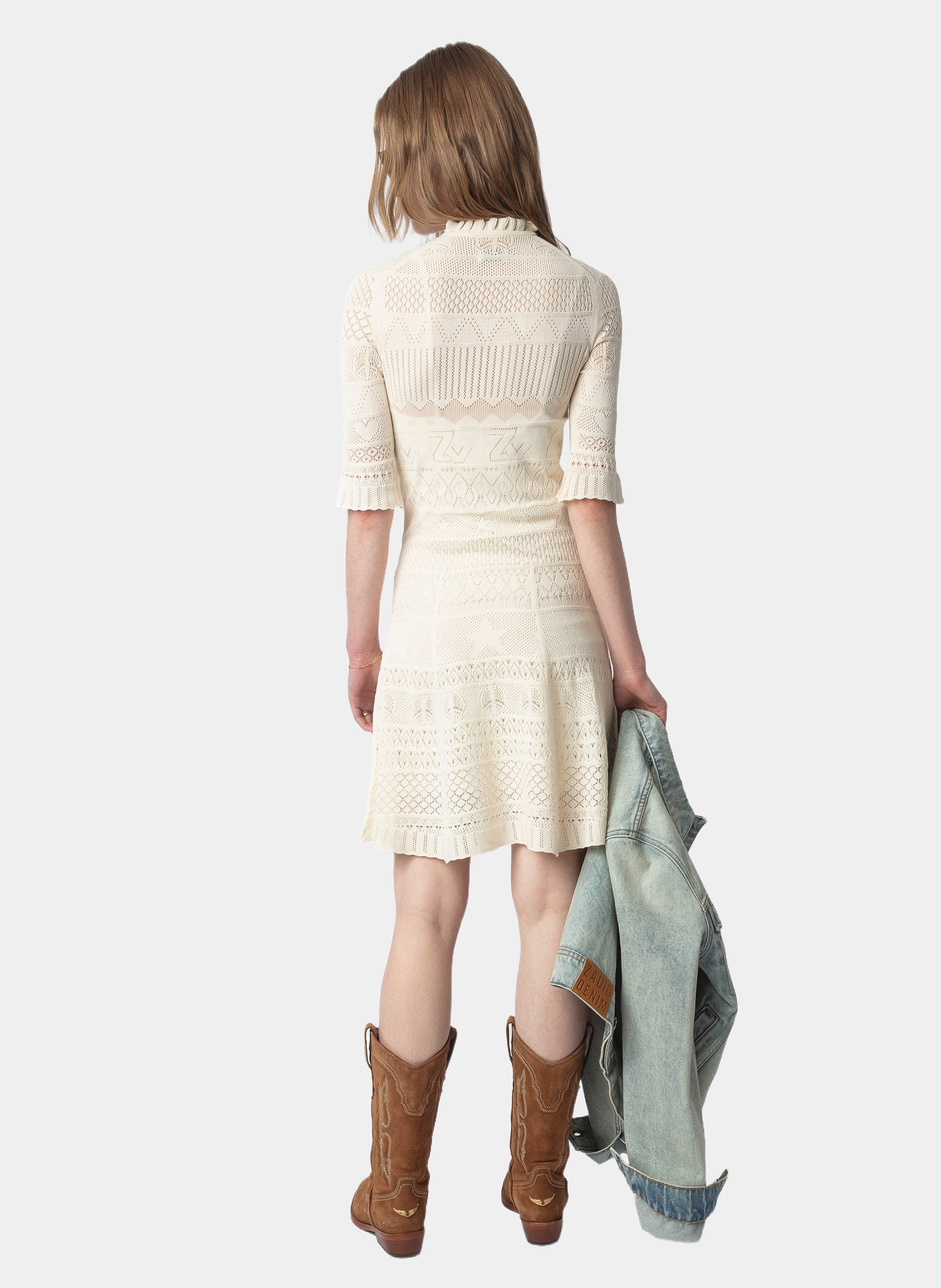 Kurzes Kleid mit V-Ausschnitt aus Baumwolle Memphisa ZADIG&VOLTAIRE Beige