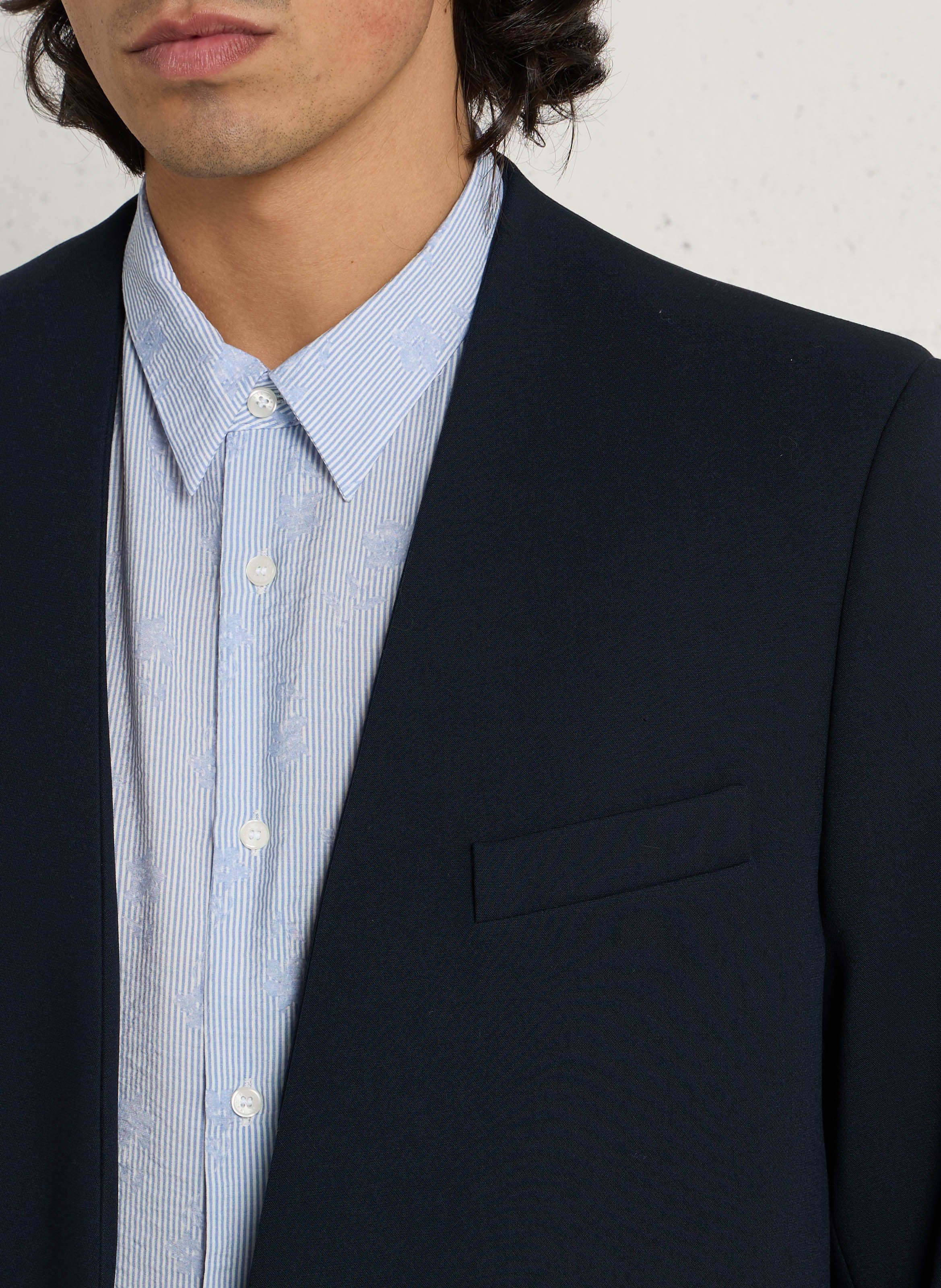 Veste droite col v IKKS Bleu