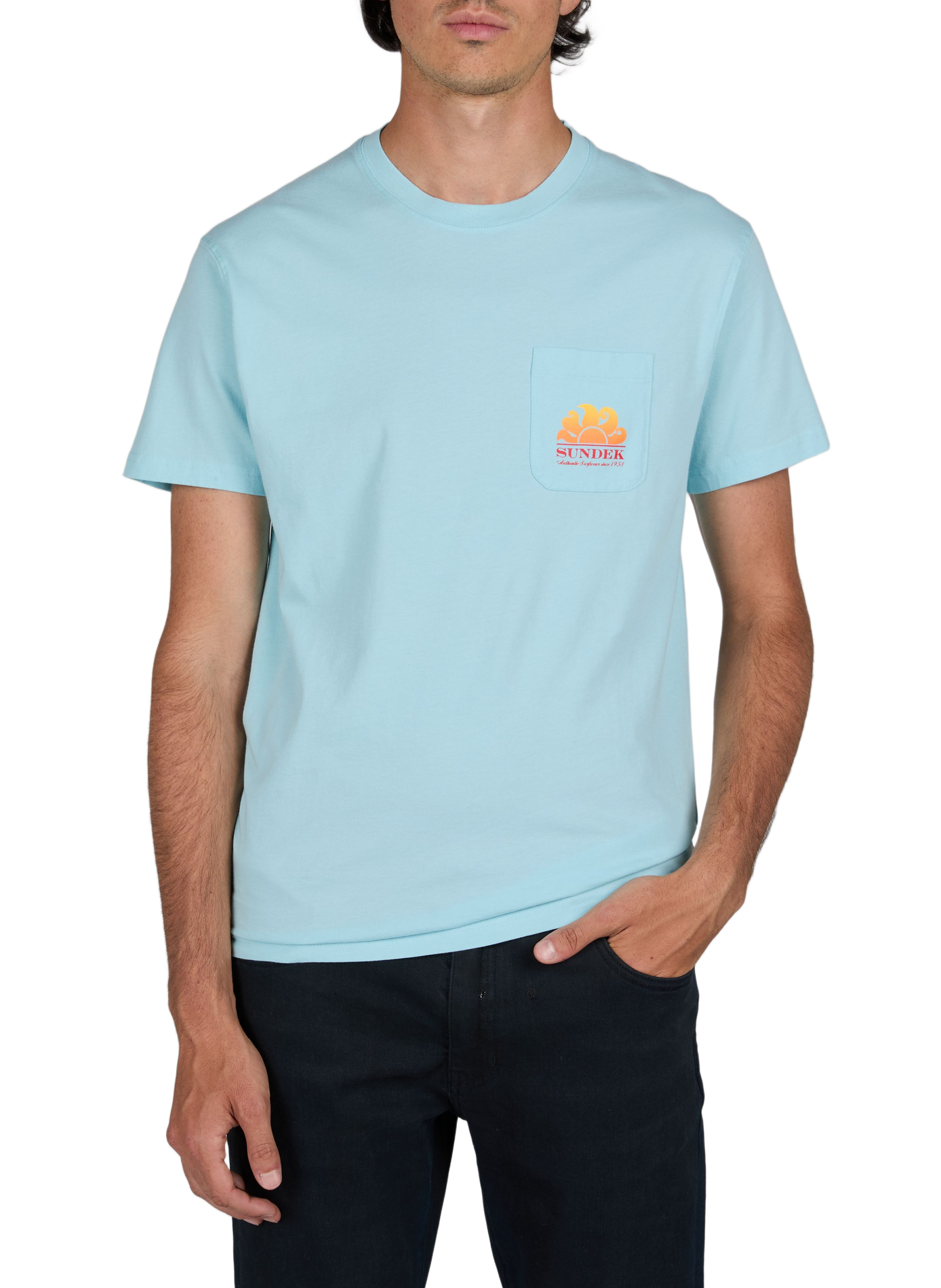 Round neck printed t-shirt SUNDEK Blue