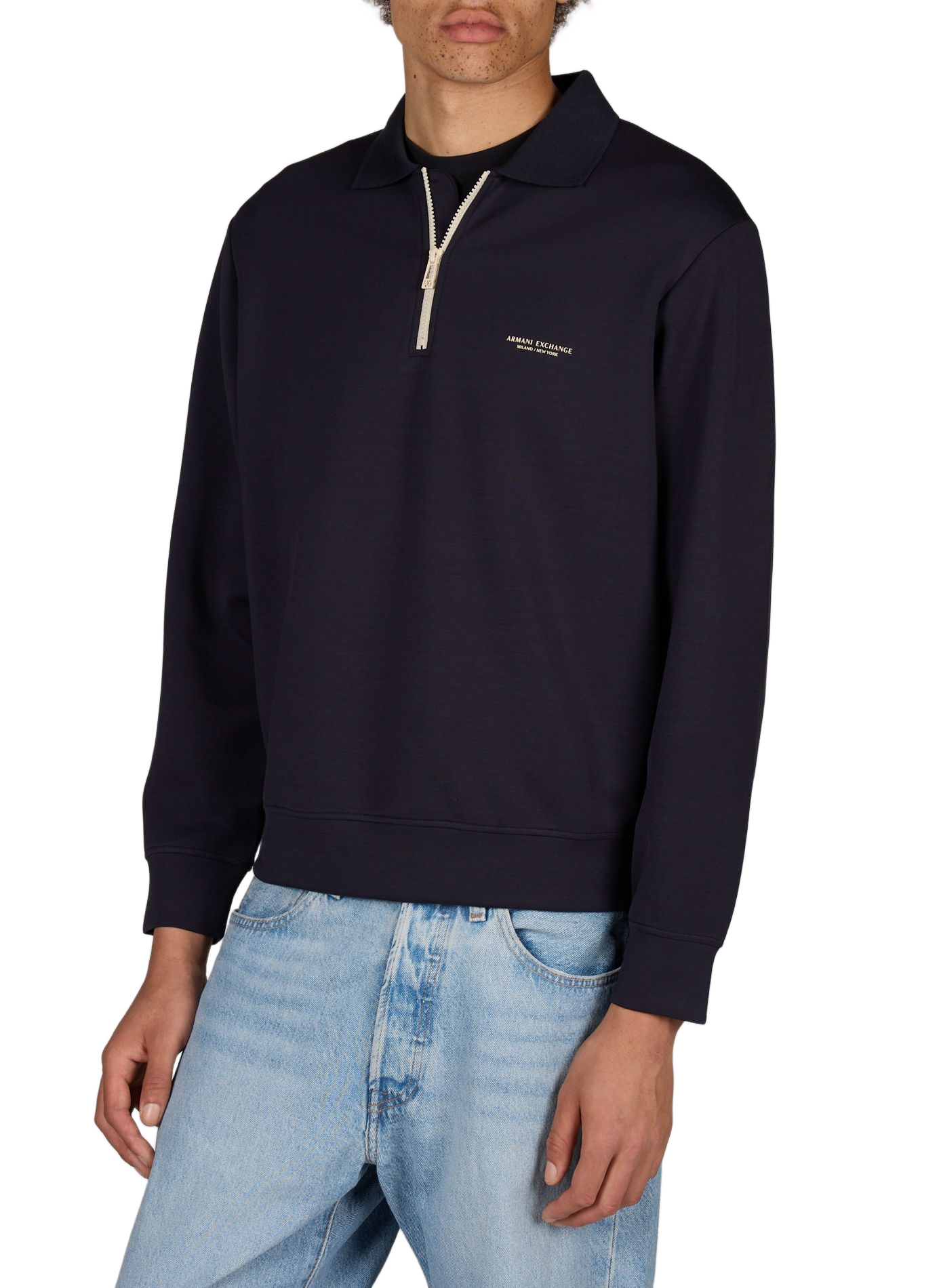 Zip-neck sweatshirt with logo ARMANI EXCHANGE Blue