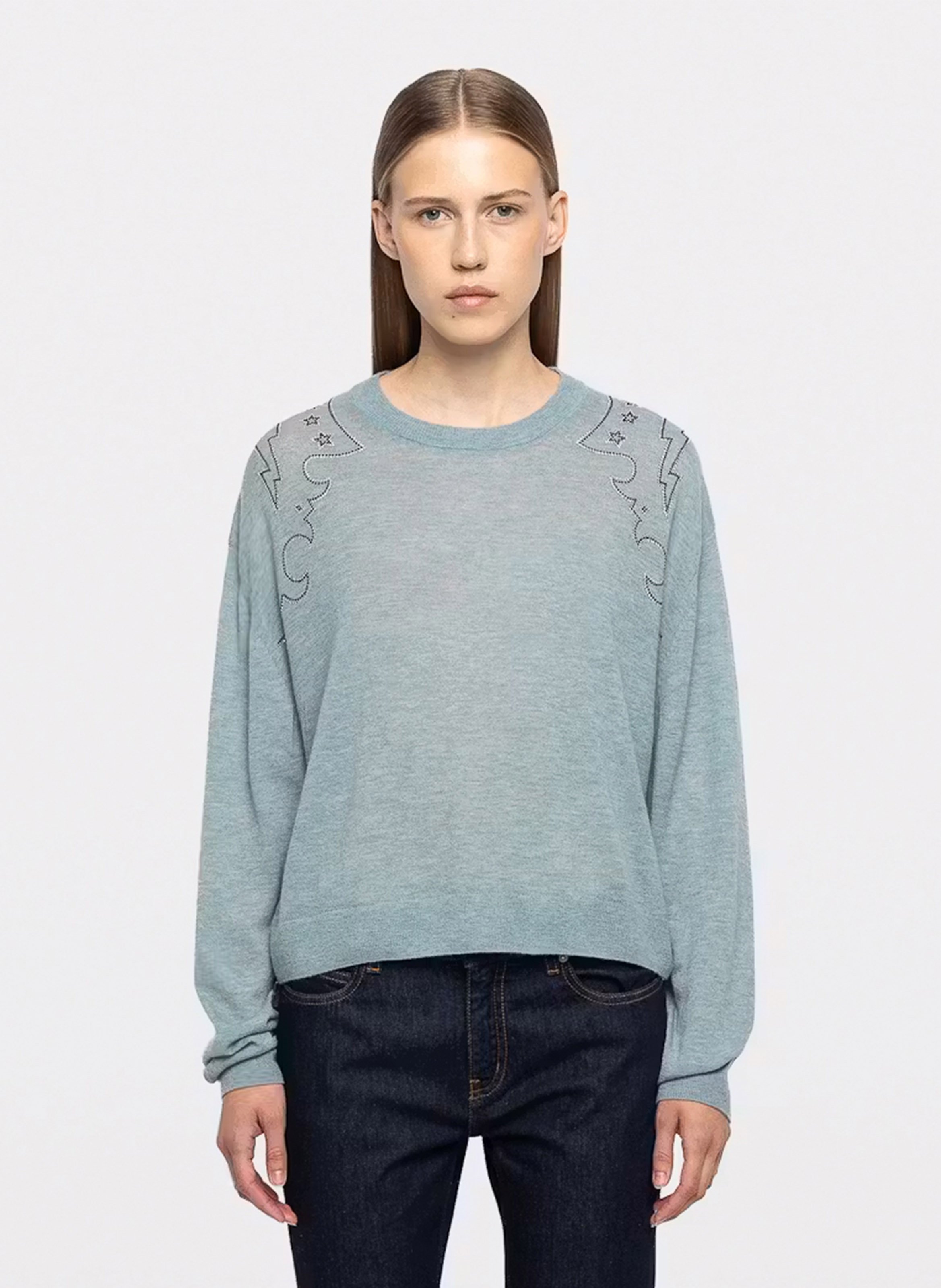 Rechte kasjmier trui met strass Swapy ZADIG&VOLTAIRE Blauw