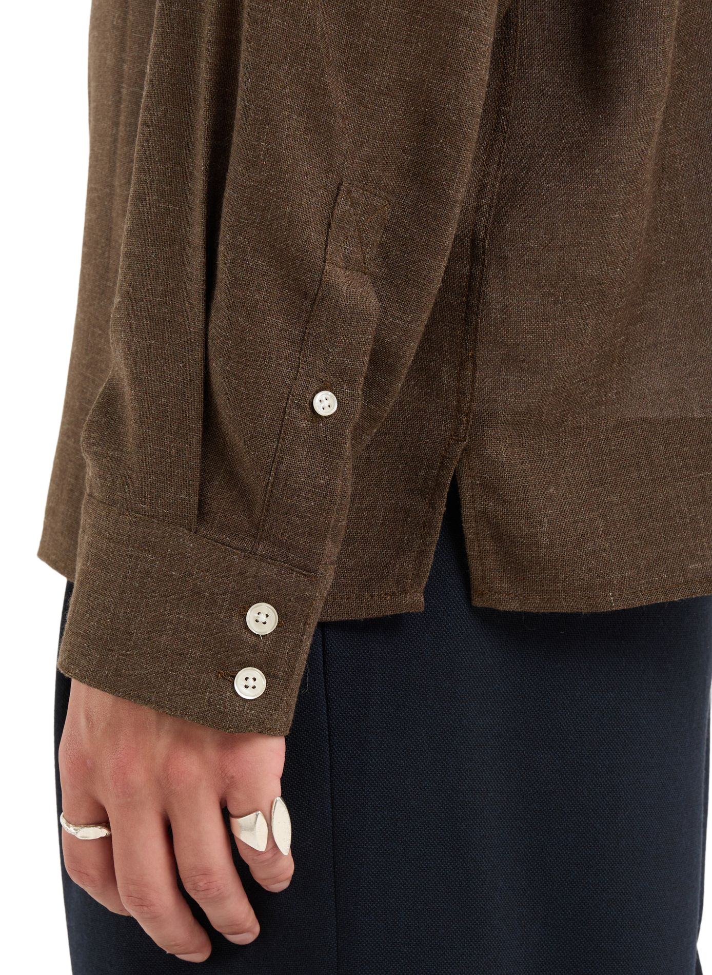 Solid button-down shirt SAISON 1865 Khaki