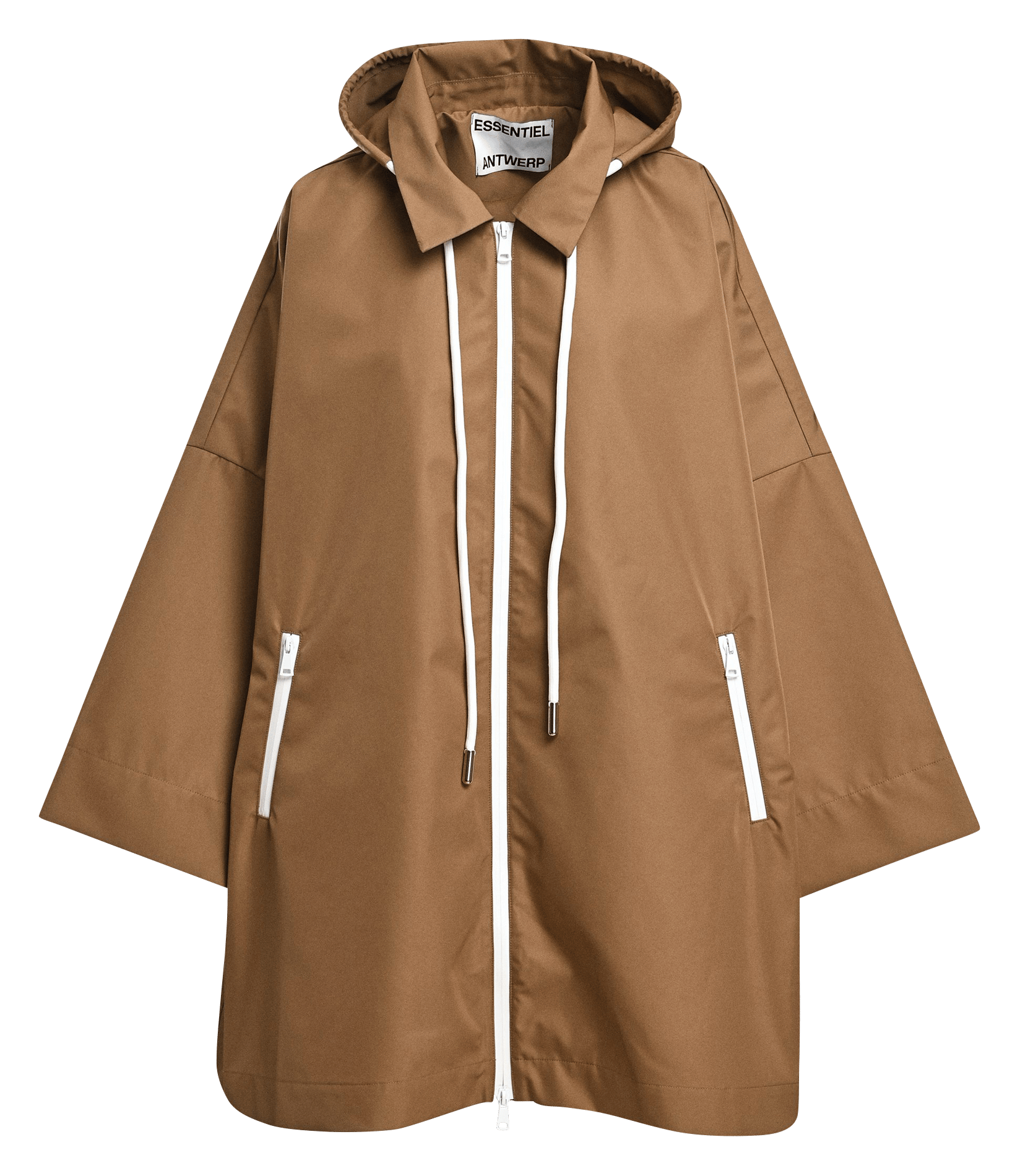 Cape oversize imperméable à capuche krimson ESSENTIEL ANTWERP Marron